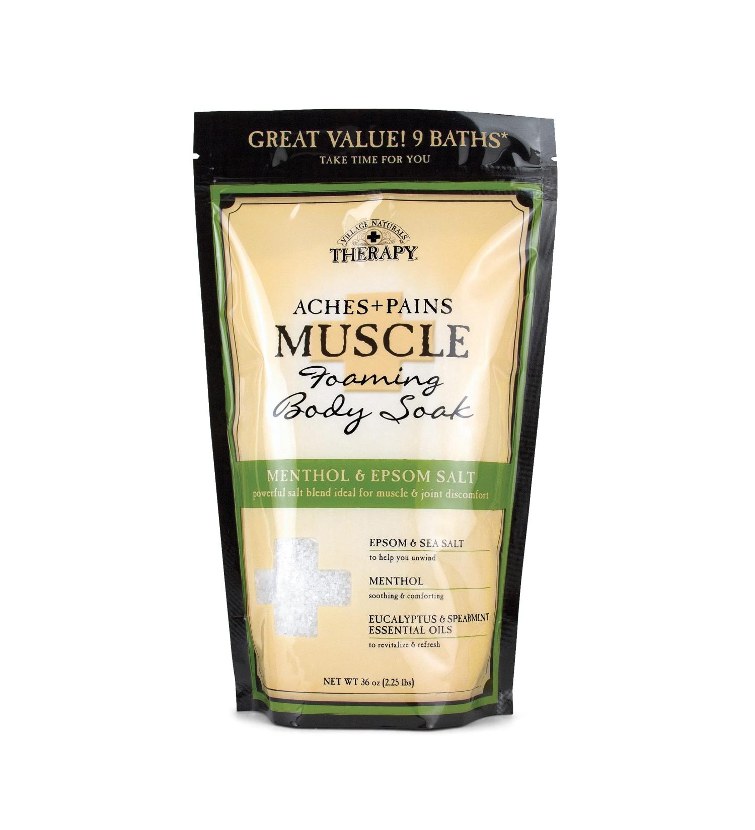 Village Naturals Aches + Pains Muscle Foam Soak Salts 2.25Lbs (1064ml)