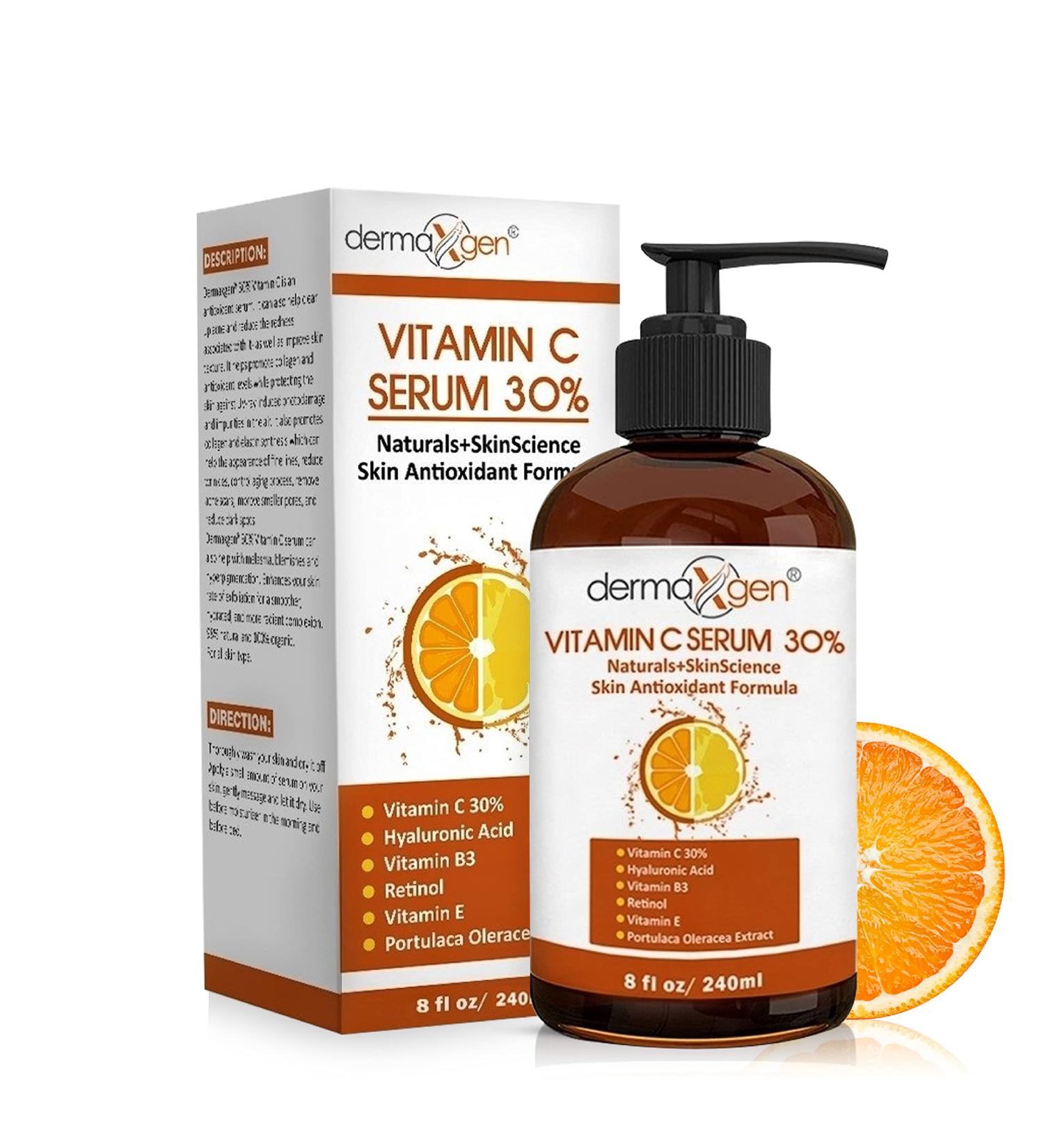 30% Vitamin C Serum - Organic Anti-Aging Facial Serum with Hyaluronic Acid Retinol Vitamin E & B | 8 Fl Oz Reduce Wrinkles & Fine Lines - Buy Online on GoSupps.com