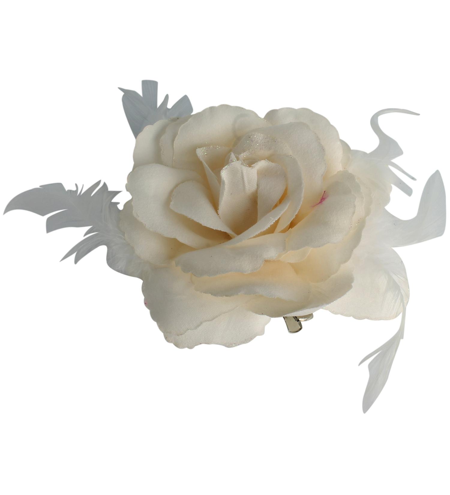 Cream Rose Hair Clip Large Rose Fascinator Flower Hair Clip Cream Hair Accessories Clips Elastic Wedding Hair Flower 1pc