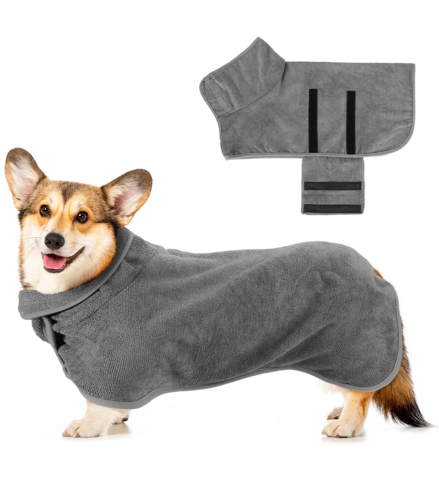 Luxury Microfiber Dog Bathrobe Absorbent Towels for Small & Large Dogs | Adjustable Straps & Comfort - Buy Online on GoSupps.com
