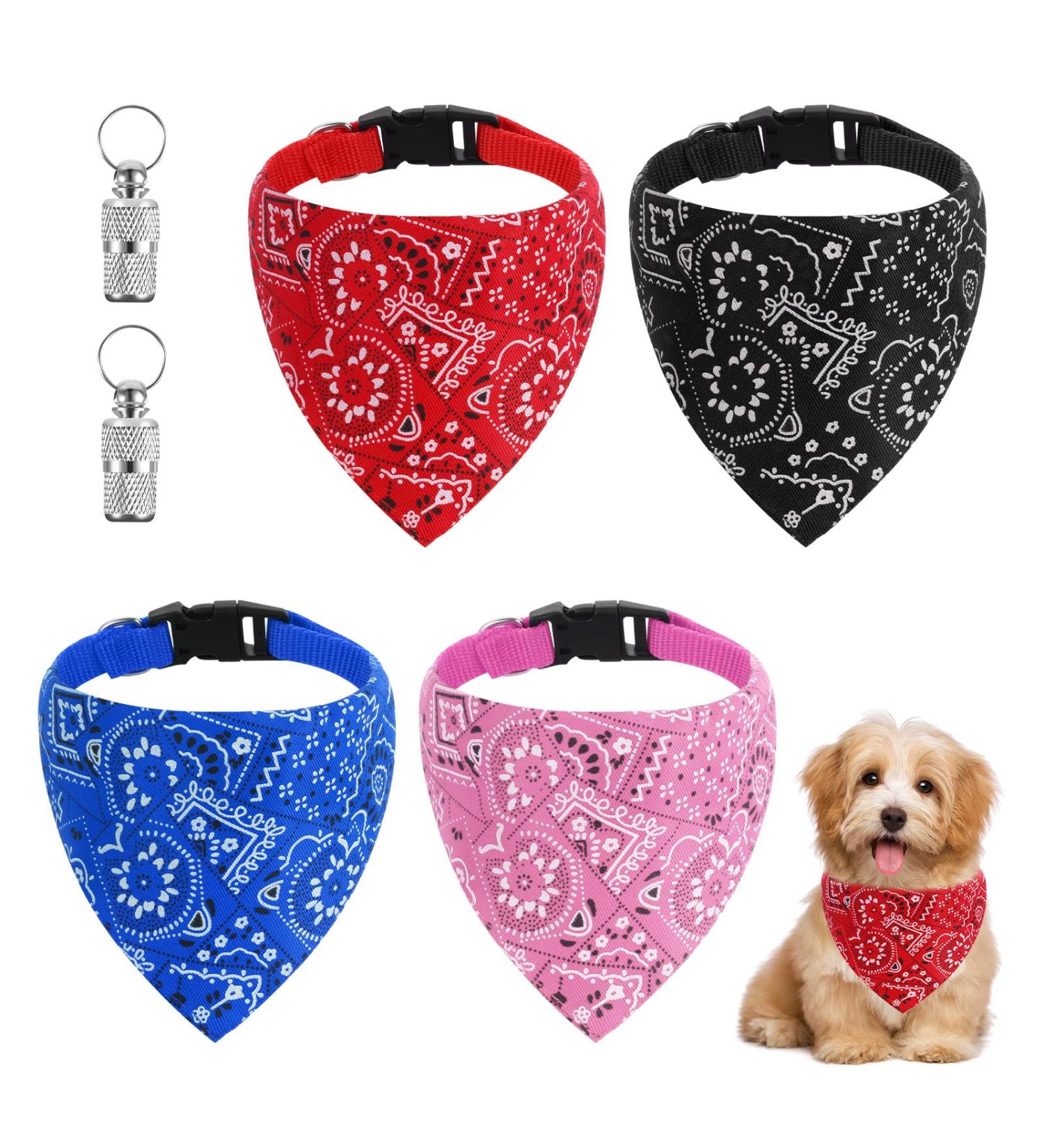 Tonyg-P Dog Bandana & Neckerchief Set - 4 Adjustable Headscarves for Small & Medium Dogs & Cats - Buy Online on GoSupps.com