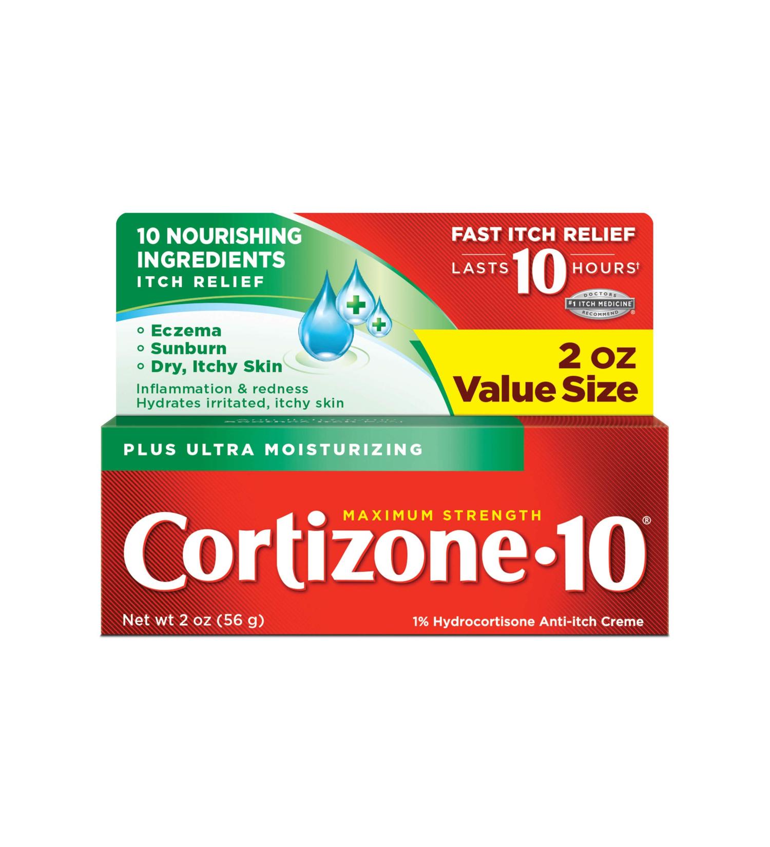 Cortizone-10 Plus Maximum Strength Hydrocortisone Anti-Itch Creme with Moisturizers 2oz Tubes (Pack of 3) - Buy Online on GoSupps.com