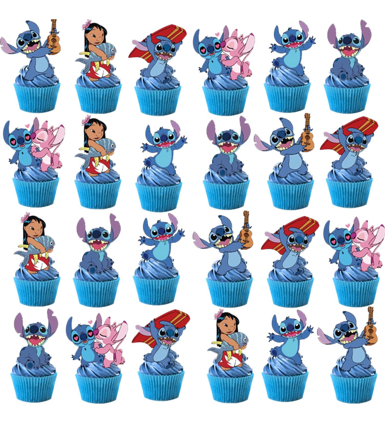 48Pcs Birthday Cake Topper Decoration Supplies for Lilo and Stitch Children's Cupper Topper for Kids Birthday Party - Buy Online on GoSupps.com