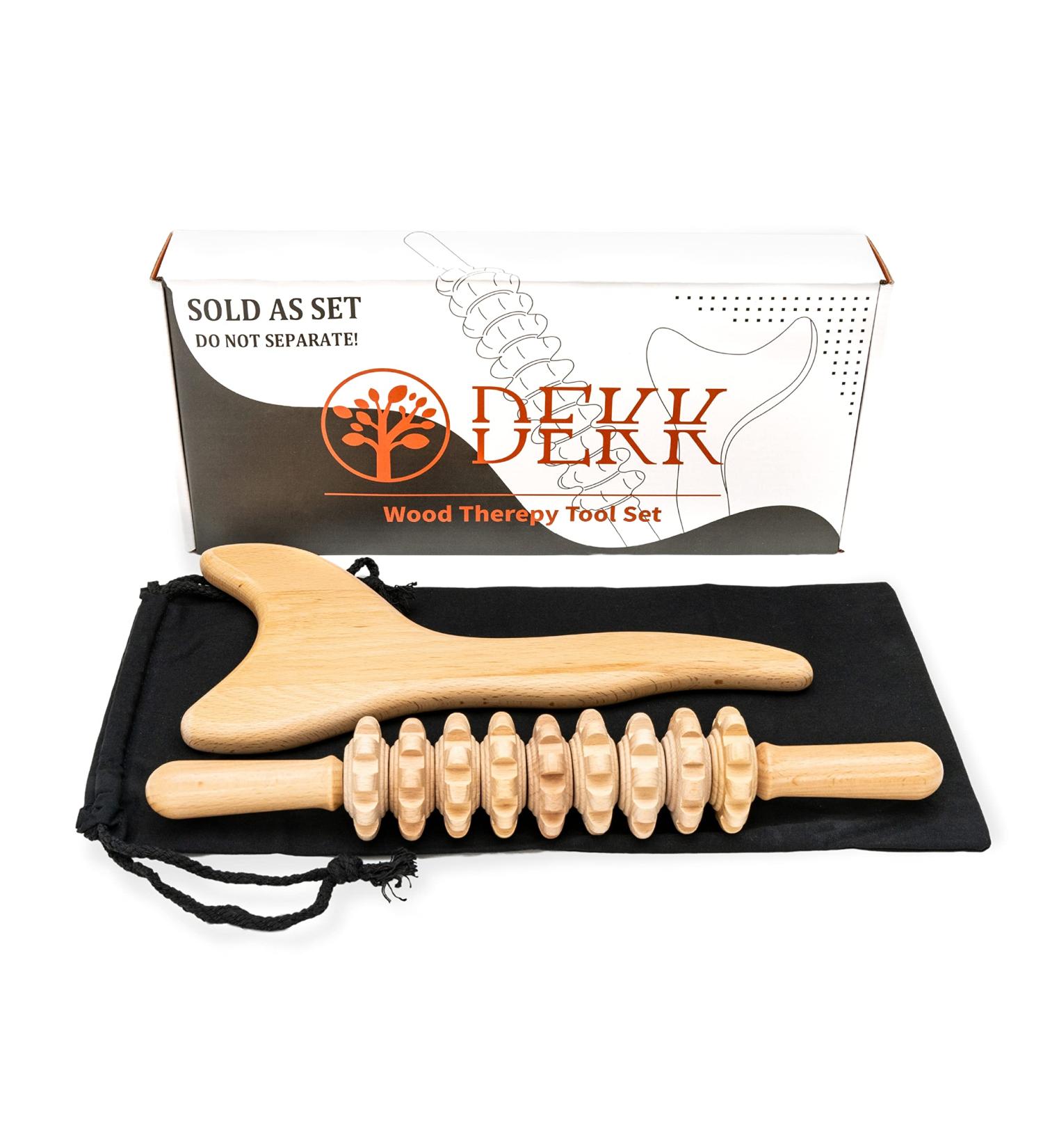 Wood Therapy Massage Tools Kit - Roller Stick, Gua Sha Body Contouring Tool - Maderotherapy Set for Lymphatic Drainage, Anti-Cellulite Body Sculpting - Buy Online on GoSupps.com