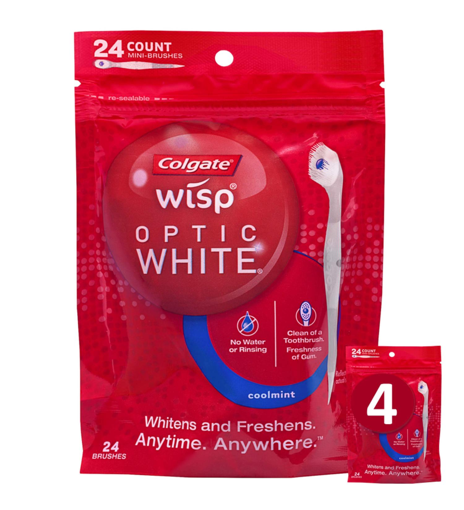 Colgate Optic White Wisp Disposable Mini Toothbrush Cool Mint 24 Count - Pack of 4 - Buy Online on GoSupps.com