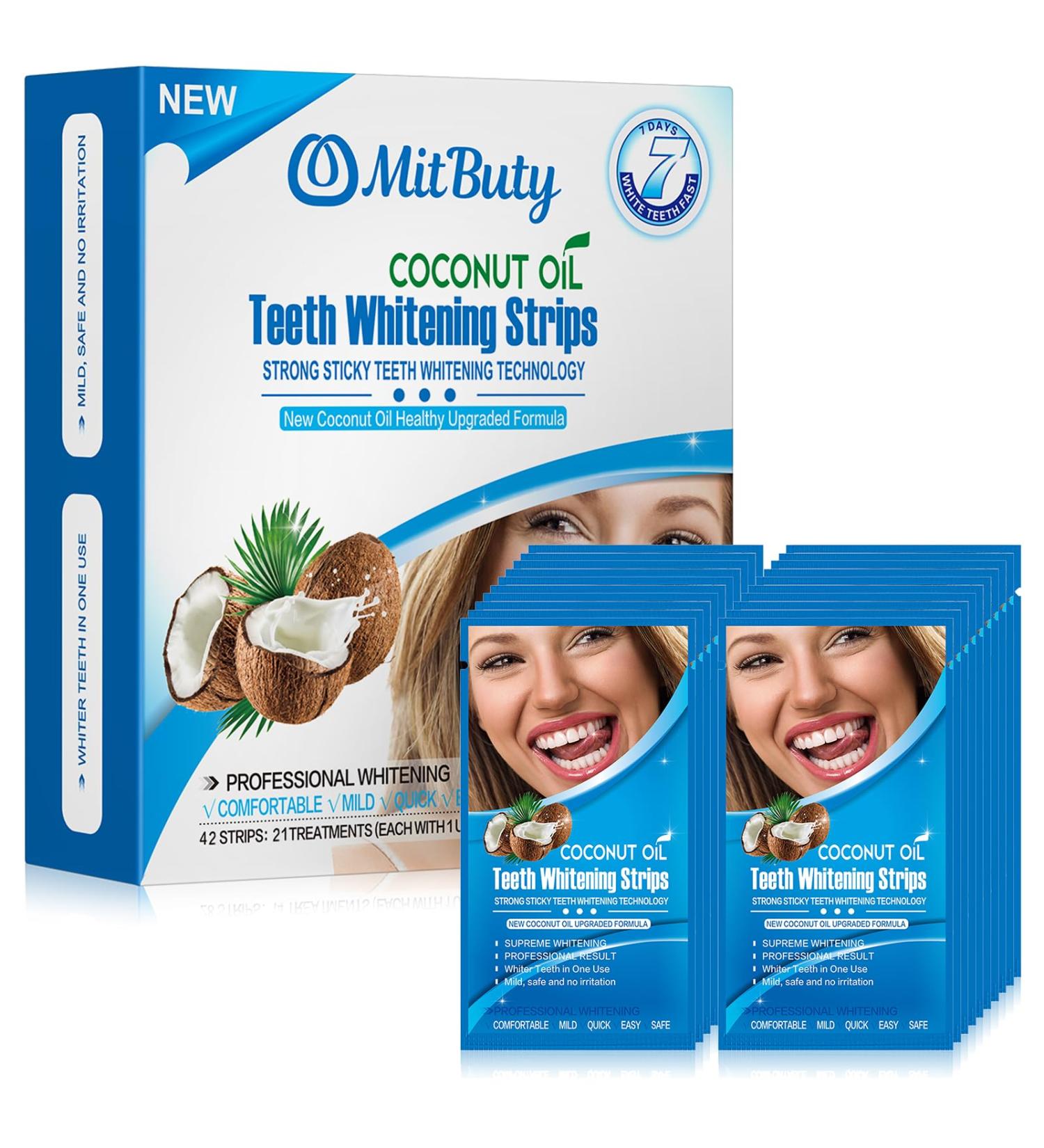 Bande Blanchiment Dentaire 21 Jours (42 Bandes) Bande Blanchissante Dent avec Formule au Coco Naturel Whitening Strip pour Blanchiment des Dent Dent Blanche & Antid rapantes - Buy Online on GoSupps.com