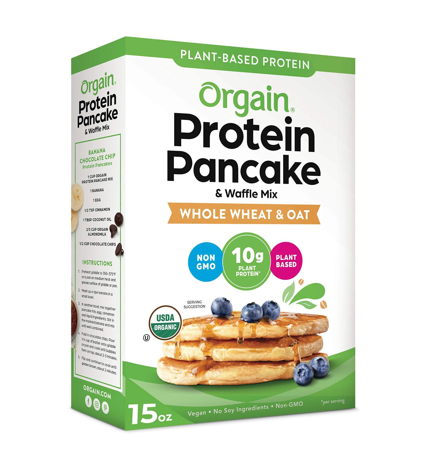 Orgain Protein Pancake & Waffle Mix - Whole Wheat & Oat, 10g Plant Based Protein, Non-GMO, Dairy & Soy Free - 15 Oz - Buy Online on GoSupps.com
