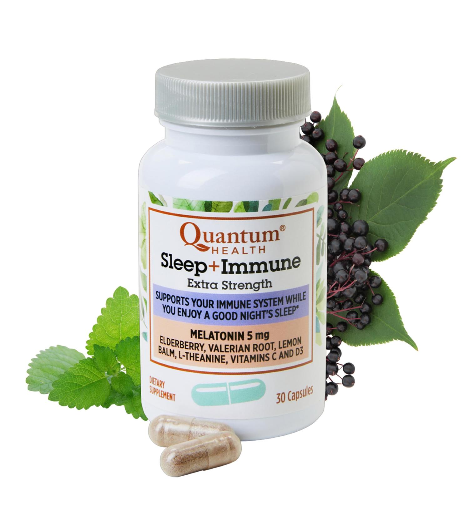 Quantum Health Sleep Immune Melatonin 5mg Support Supplement L Theanine Valerian Root + Elderberry Vitamin C & D Immunity Boost Daily Whole Body Wellness for Women & Men - 30 Capsules Unflavored 30 Count (Pack of 1) - Buy Online on GoSupps.com