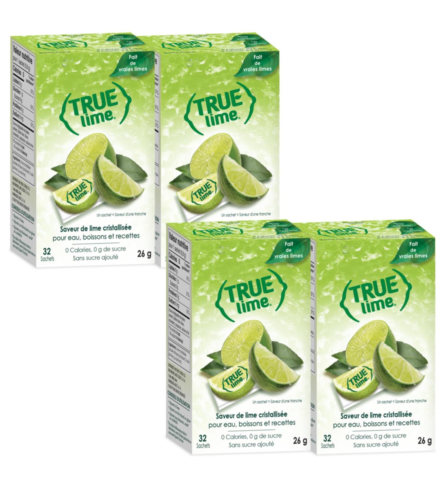 TRUE LIME Water Enhancer (128 Packets | 32 Packets each box x 4) | Zero Calorie Unsweetened Water Flavouring | For Water Bottled Water & Recipes | Water Flavor Packets Made with Real Citrus - 4 Pack - Buy Online on GoSupps.com