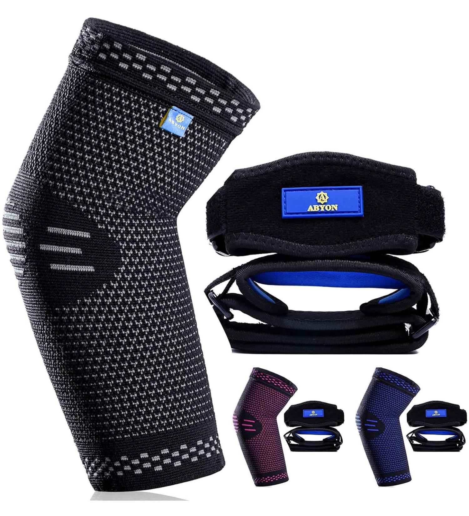 ABYON Medical Grade Elbow Compression Sleeve + Tennis Elbow Brace (3pcs) | Support Gear for Elbow Pain, Tendonitis, Arthritis | Men and Women - Medium Black - Buy Online on GoSupps.com