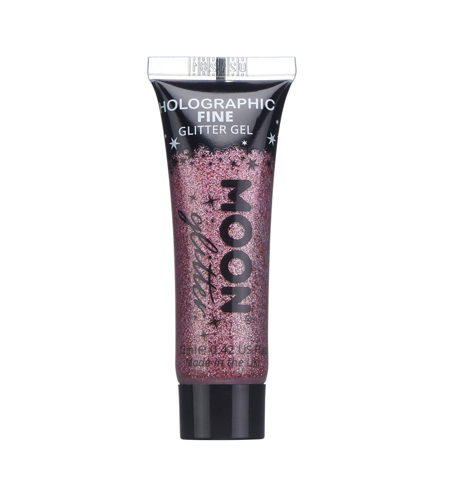 Moon Glitter Pink Holographic Fine Face & Body Glitter Gel - Cosmetic Festival Glitter Paint - 12ml - Buy Online on GoSupps.com