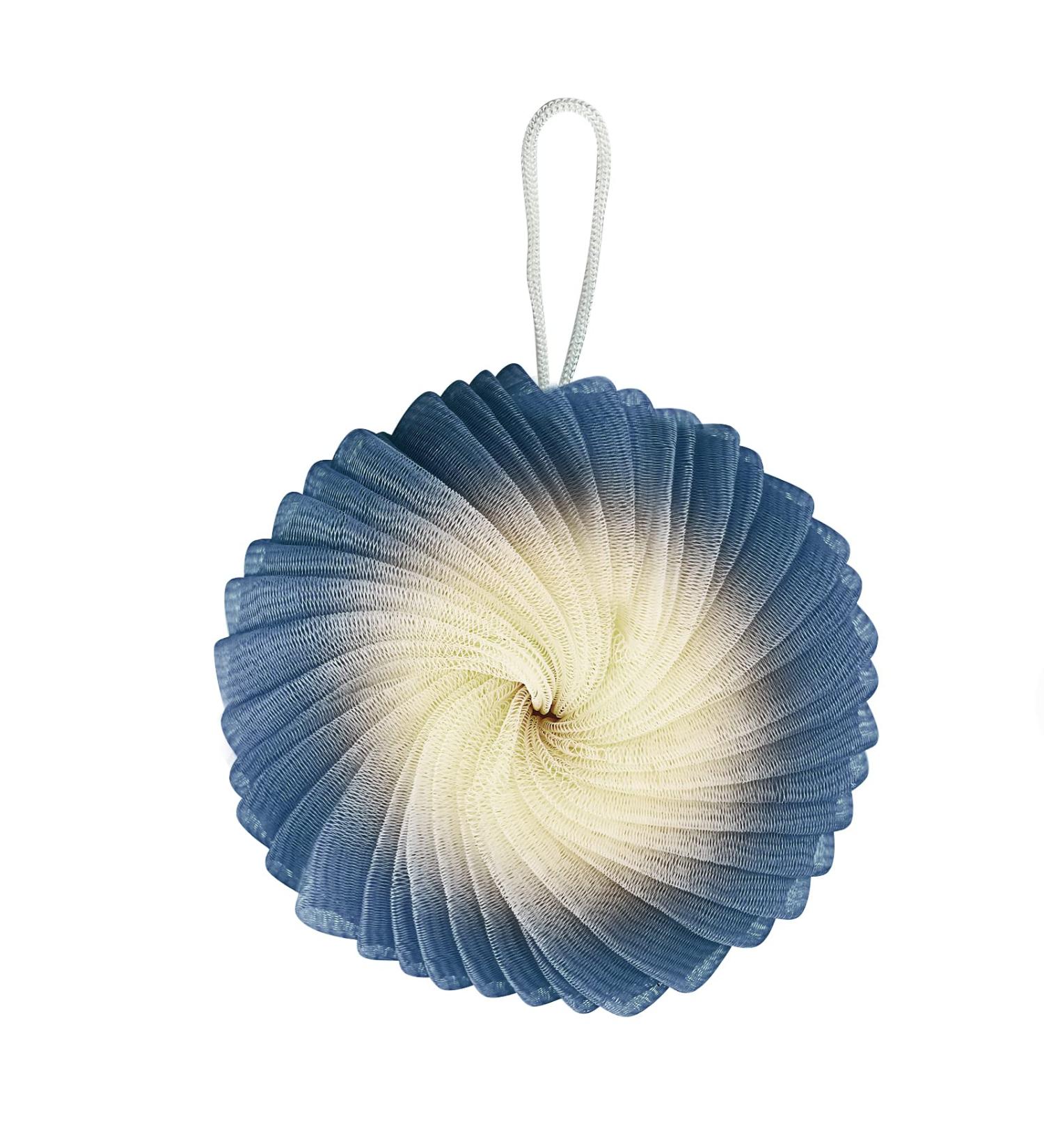 Soft Mesh Pouf Bath Sponge - Washable Reusable Shower Loofah - Gentle Exfoliating Scrubber - Grey Blue - Buy Online on GoSupps.com