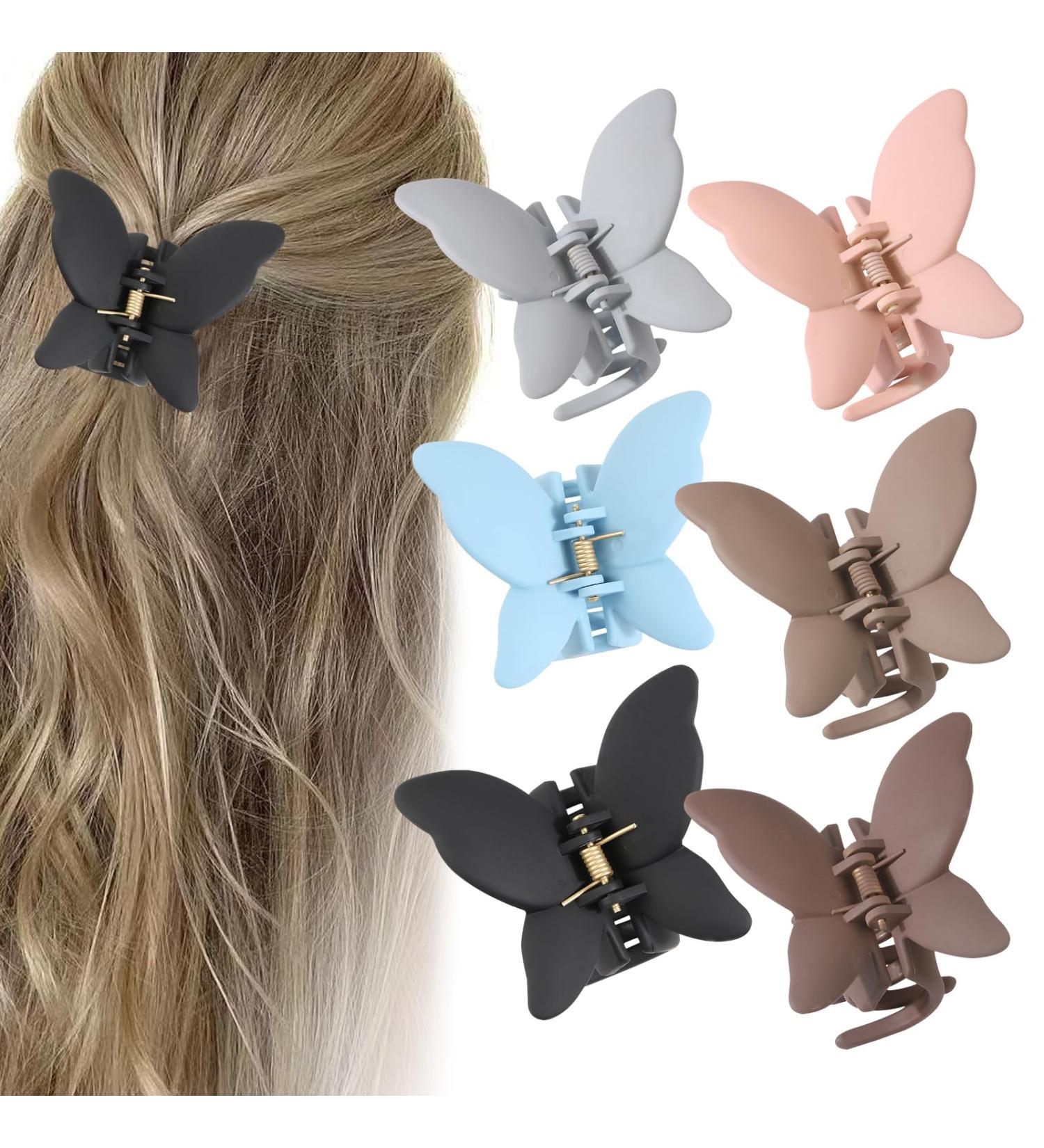 6 PCS Butterfly Hair Claw Clip Matte Claw Clips for Thin Hair Cute Jaw Clips for Long Curly Hair Medium Strong Hold Butterfly Hair Clamps Beautiful Hair Clips Hair Accessories for Girls and Women - Buy Online on GoSupps.com