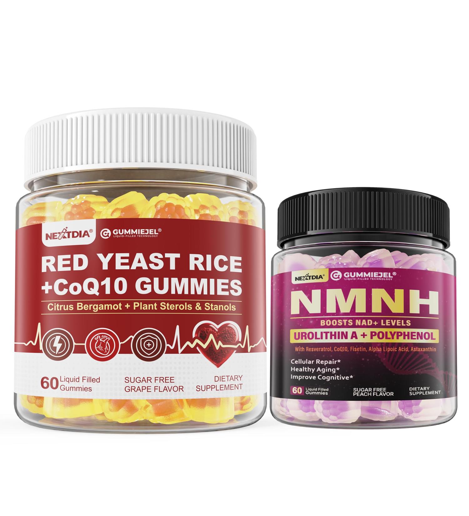 Nextdia 1pack Sugar Free Red Yeast Rice Gummies 2400MG with CoQ10 + NMNH Gummies 300MG - Buy Online on GoSupps.com