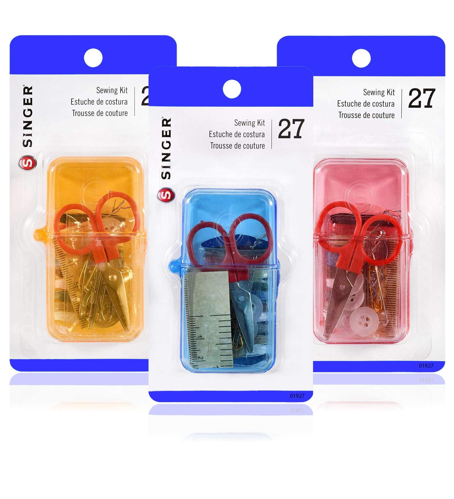 SINGER 27-Piece Travel Sewing Kit No. 01927 Assorted Colors - 3-Pack - Buy Online on GoSupps.com