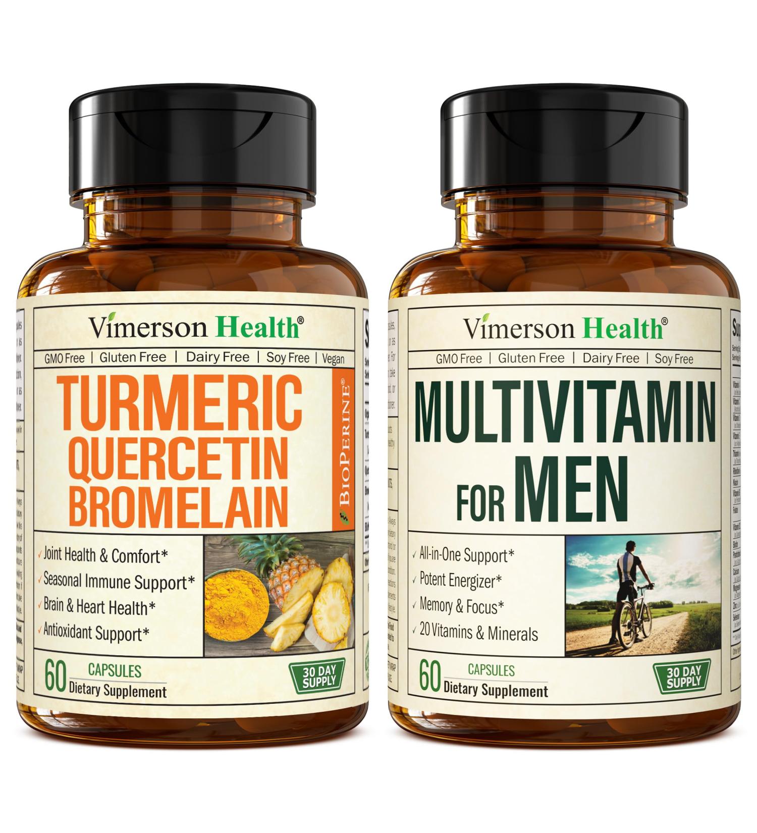 Quercetin with Bromelain & Turmeric Curcumin & Complete Multivitamin for Men - Buy Online on GoSupps.com