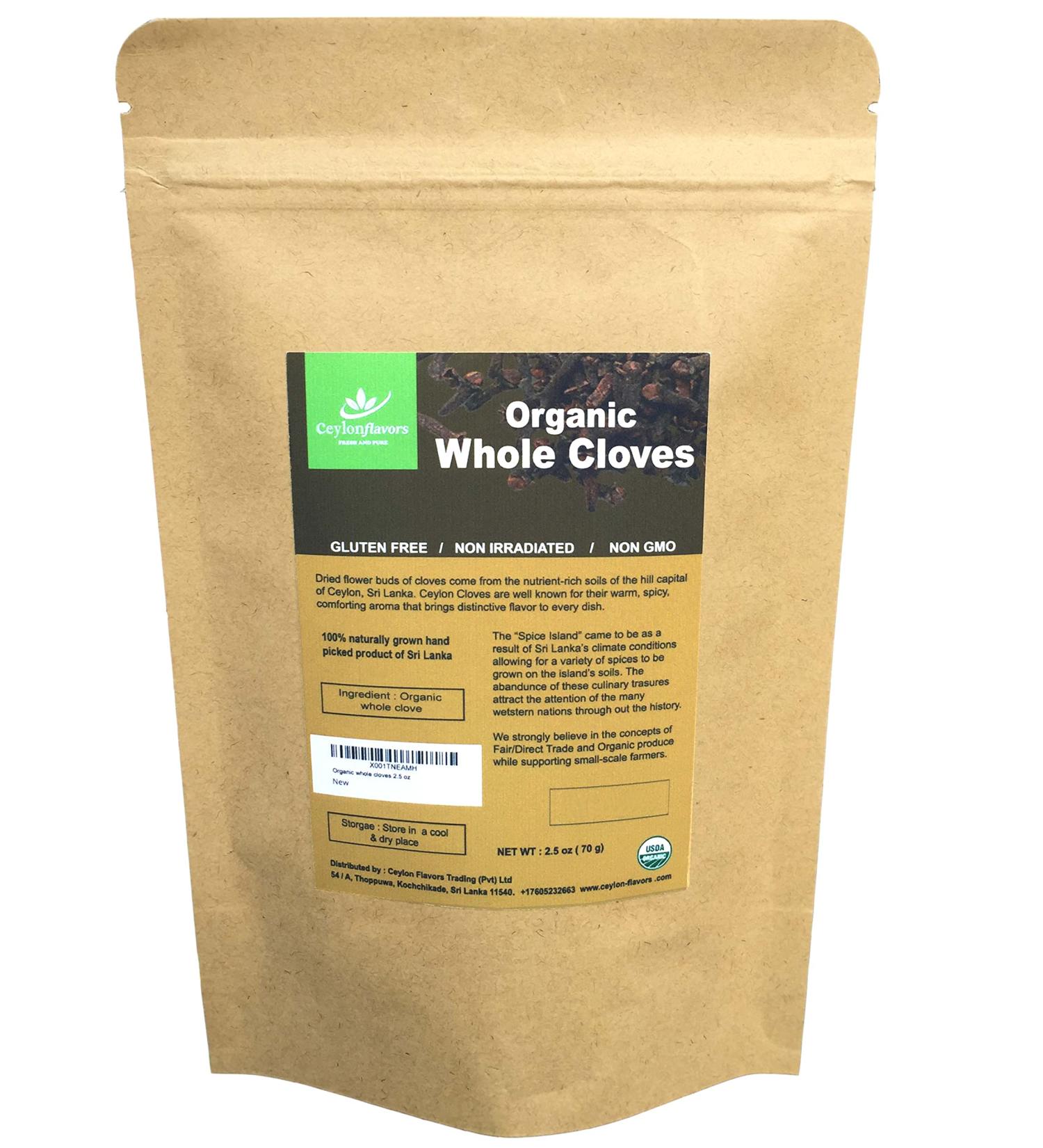 Organic Whole Cloves 2.5oz from USDA Certified Farm in Sri Lanka | Premium Quality in Resealable Pouch - Buy Online on GoSupps.com