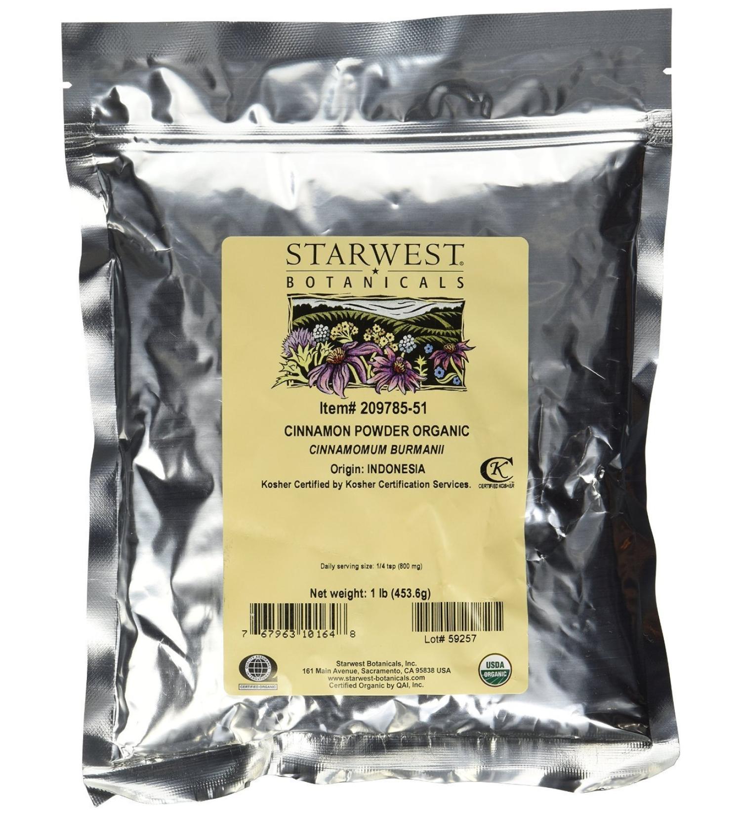 Starwest Botanicals Organic Cinnamon Powder - 1 Pound - Freshly Ground Korintje Cinnamon