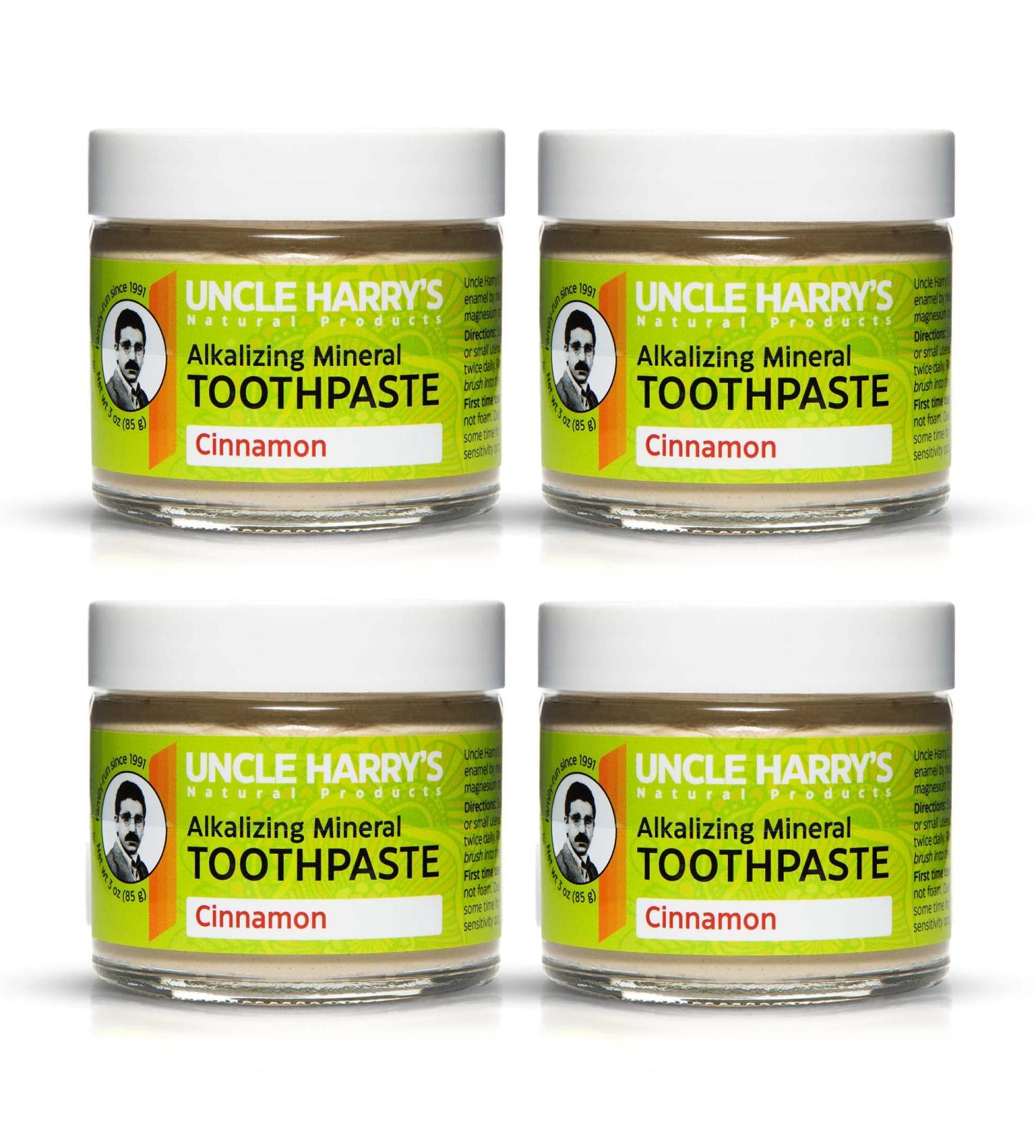 Uncle Harry's Cinnamon Remineralizing Toothpaste | Natural Whitening & Fresh Breath | Enamel Safe & Vegan | Fluoride Free (4 Pack) - Buy Online on GoSupps.com