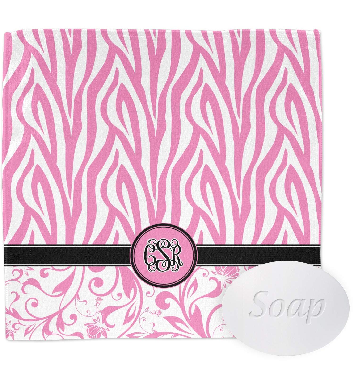 YouCustomizeIt Personalized Zebra & Floral Washcloth