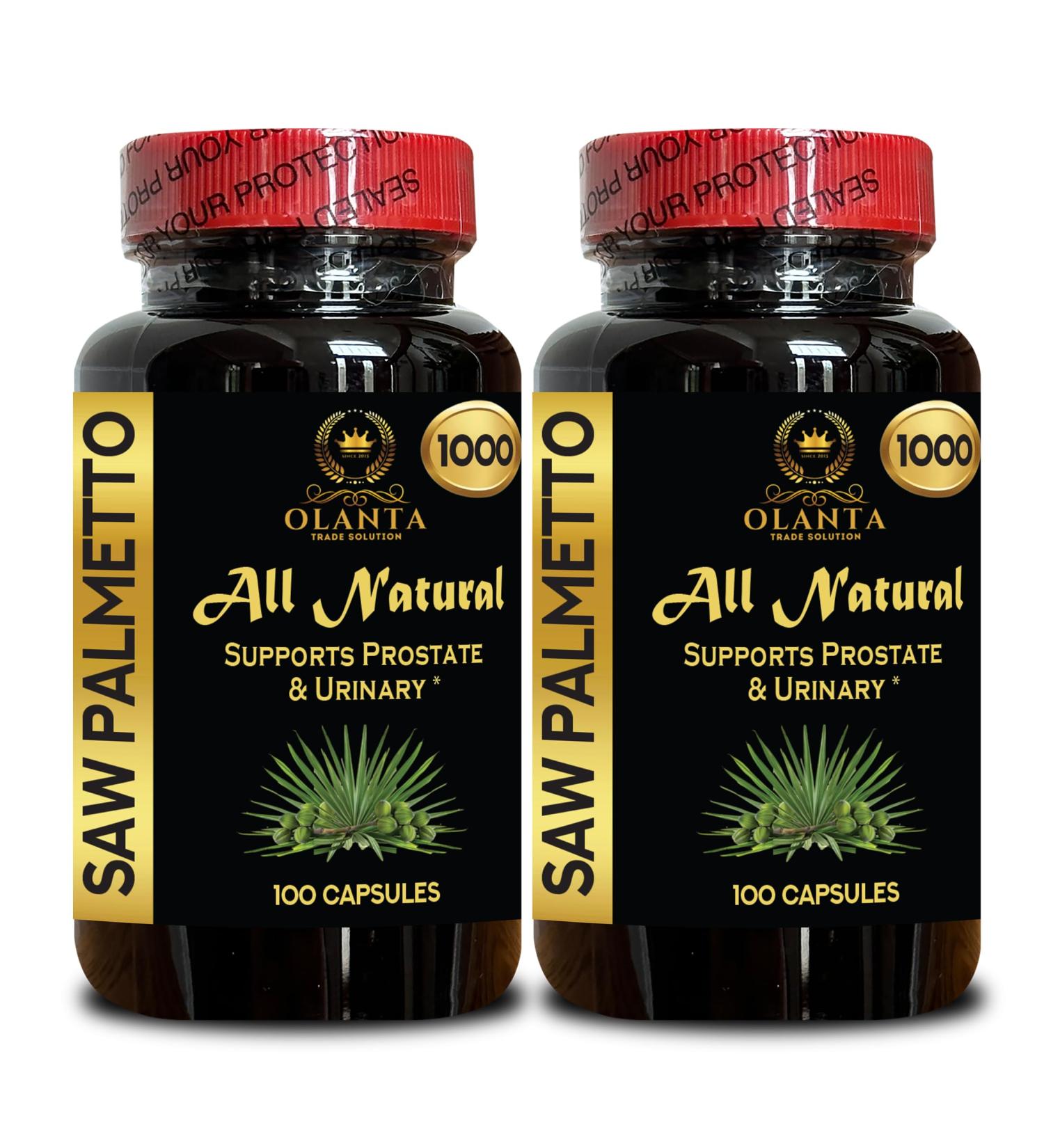 OLANTA TRADE SOLUTION Saw Palmetto Extract 1000mg - Premium Support Men's Supplement Supports Prostate Function & Optimal Urinary Flow & Male Vitality Support - 2 Bottles 200 Capsules - Buy Online on GoSupps.com
