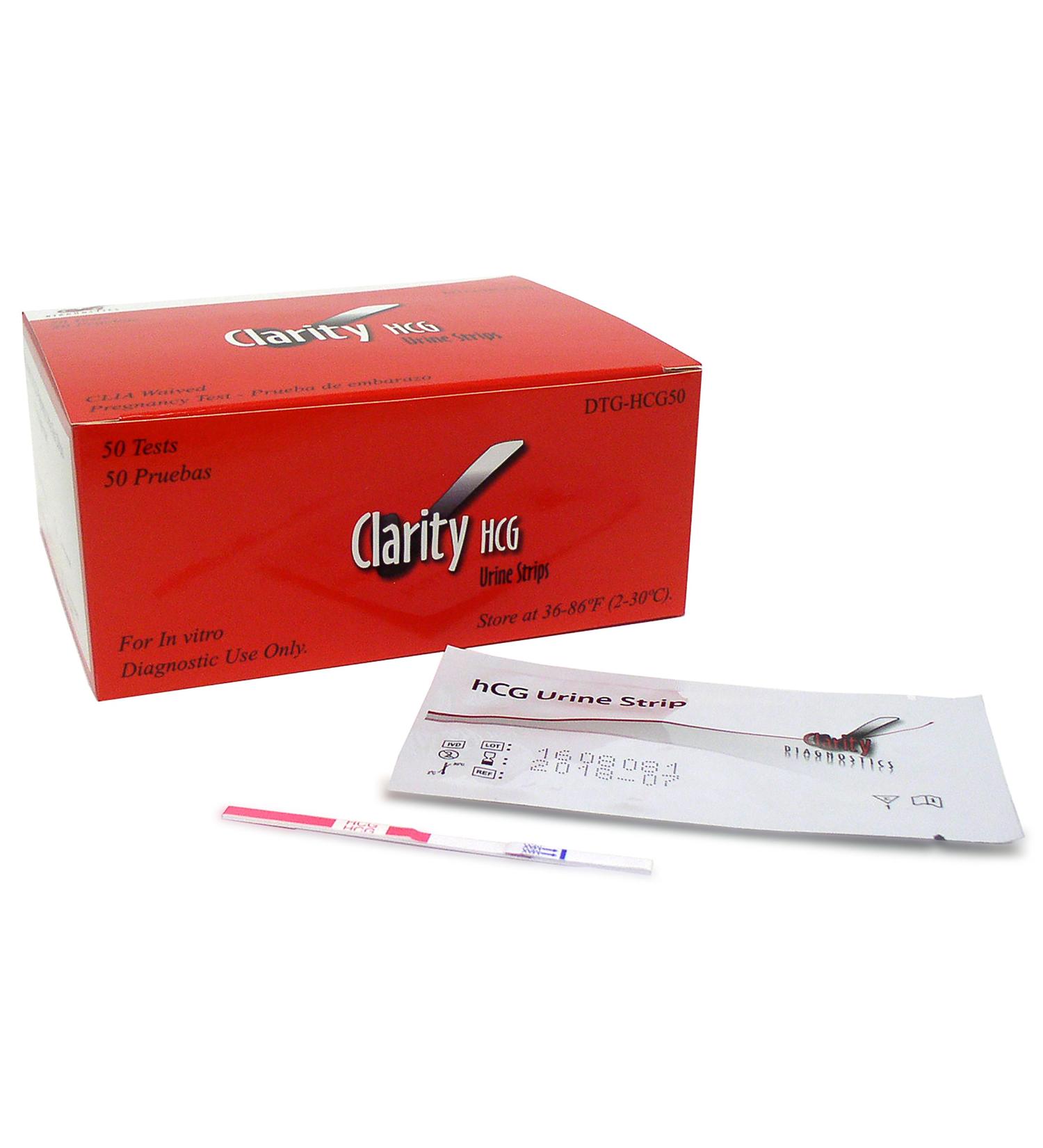 Clarity HCG Urine Strips Pregnancy Test (50 Individually Sealed)