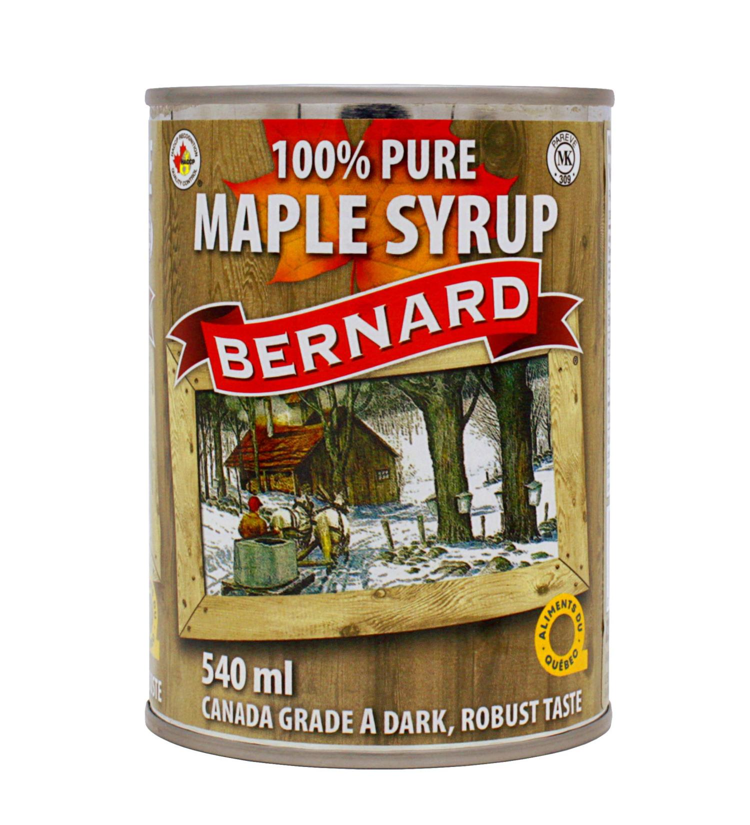 Bernard 24 x 540 ml Pure Maple Syrup Grade A Dark Robust Taste - Buy Online on GoSupps.com