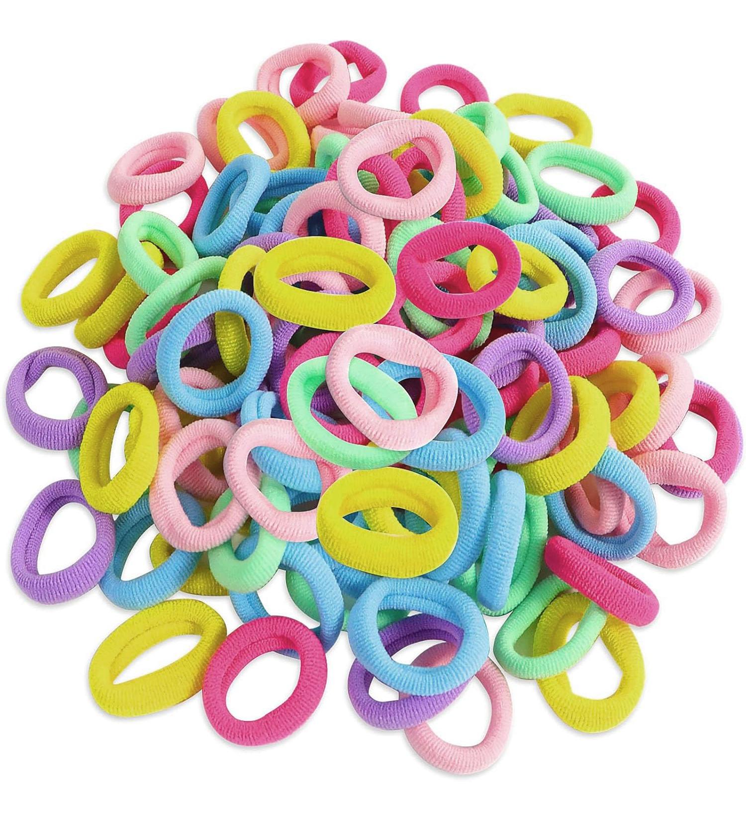 Grendle 200pc Hair Ties Random Multi Coloured Elastic Pony Tail Holder Hair Bands Soft - Buy Online on GoSupps.com