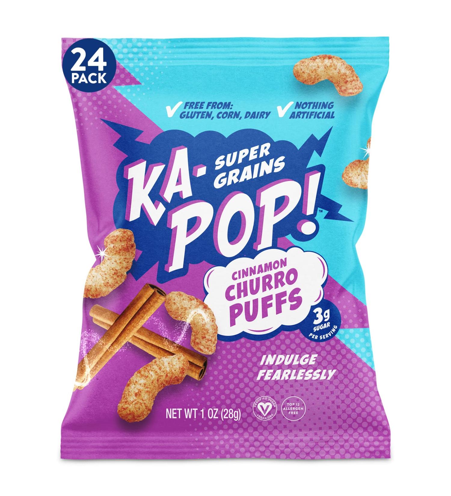 Ka-Pop! Cinnamon Churro Popped Puffs 1oz (Pack of 24) - Gluten-Free, Non-GMO, Vegan Snacks - Buy Online on GoSupps.com