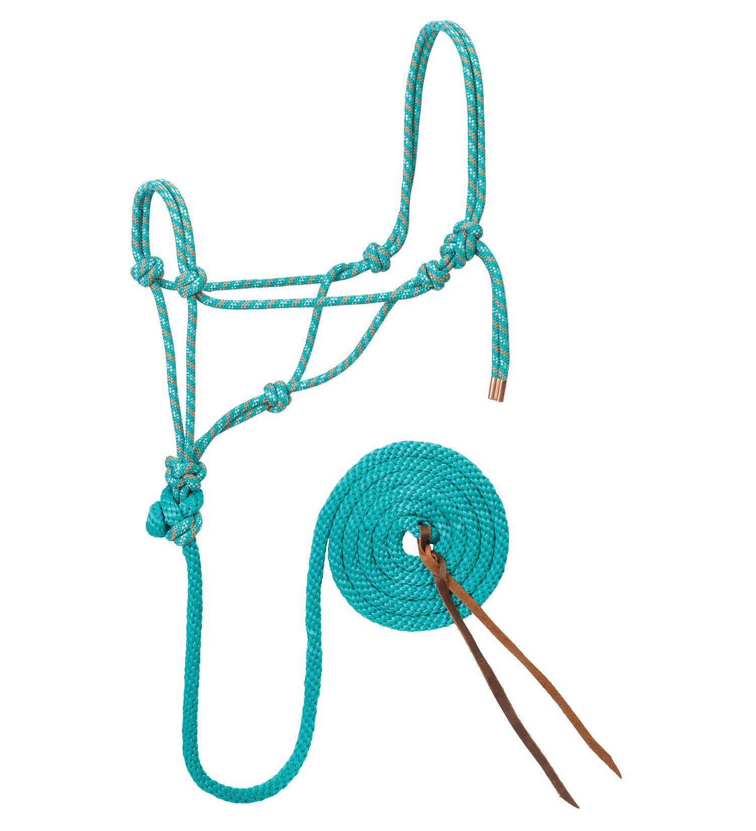Weaver Leather Diamond Braid Rope Halter and Lead Teal/Gray/Orange