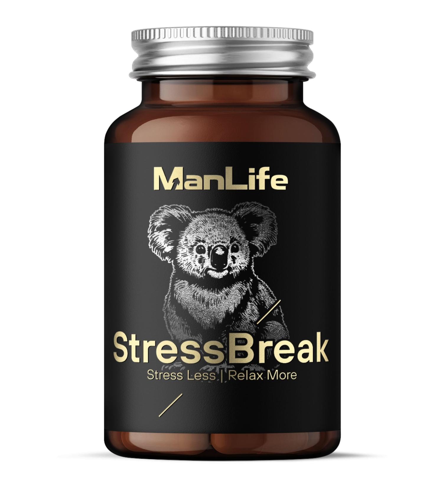  ManLife Valerian + Ashwagandha + Lemon Balm + Passion Flower + GABA + L-Tryptophan + L-Theanine | 90 Capsules | StressBreak - ManLife - Buy Online on GoSupps.com