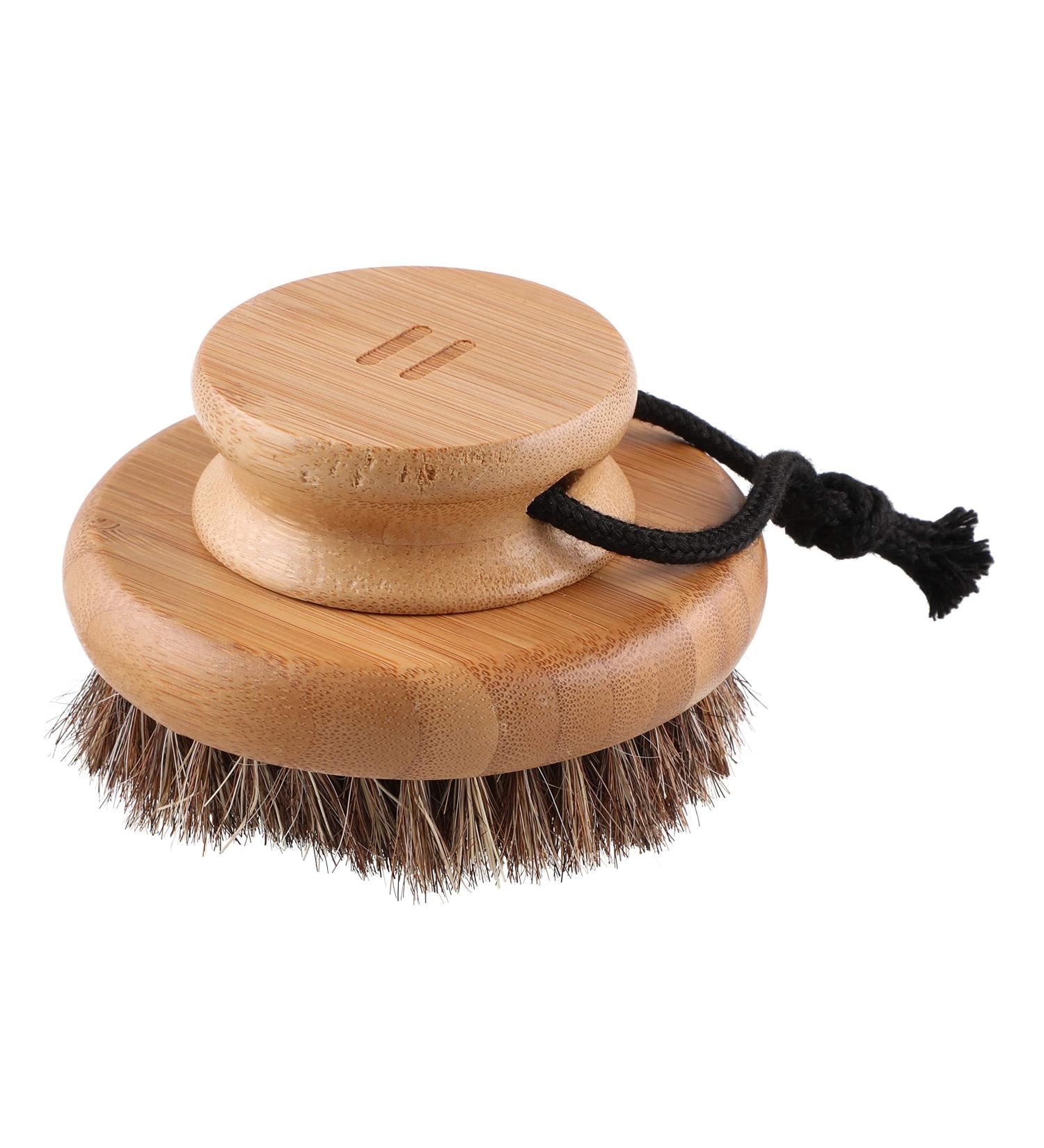 Eco-Friendly Bamboo Round Body Brush with Natural Hair | Sustainable Skincare Essential - Buy Online on GoSupps.com
