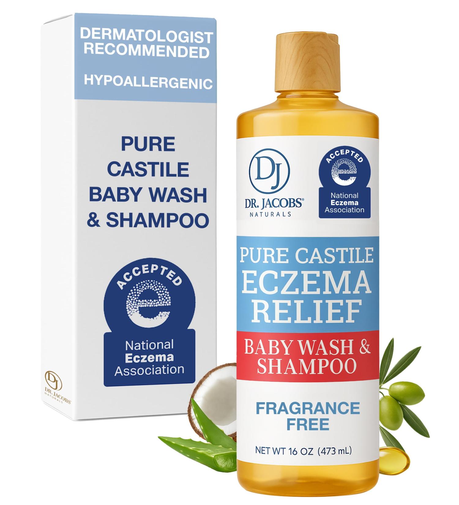 Dr. Jacobs Pure Castile Baby Wash - Effective Body Wash to Relieve Baby Eczema - Gentle Shampoo and Unscented Soap for Sensitive Skin, and Hypoallergenic - 16 oz Baby 16.00 Fl Oz (1 Bottle) - Buy Online on GoSupps.com