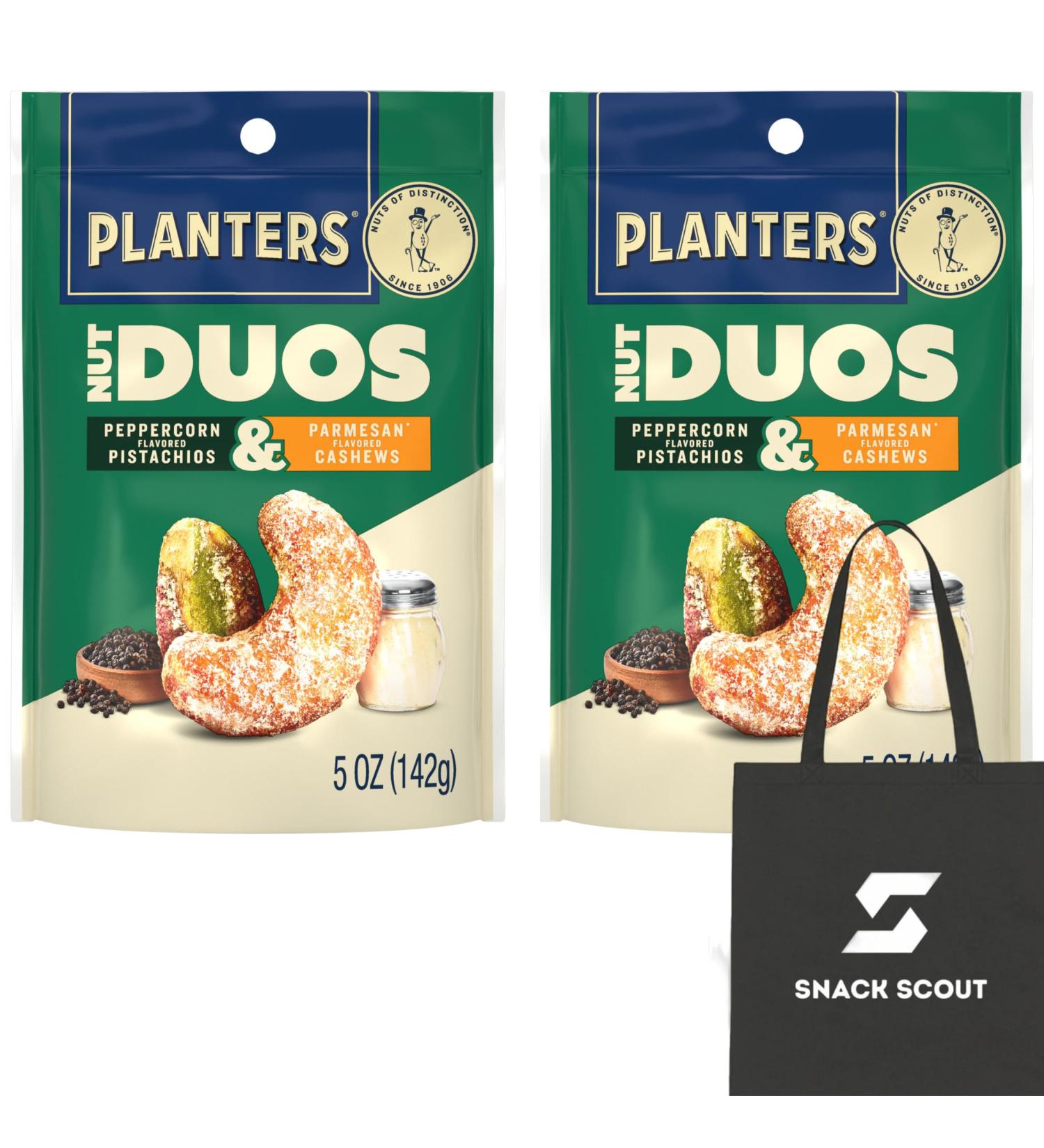 PLANTERS Nut Duos Peppercorn Pistachio and Parmesan Flavored Cashew 5 oz Resealable Bag (Pack of 2) Bundle With Snack Scout Lunch Bag - Buy Online on GoSupps.com