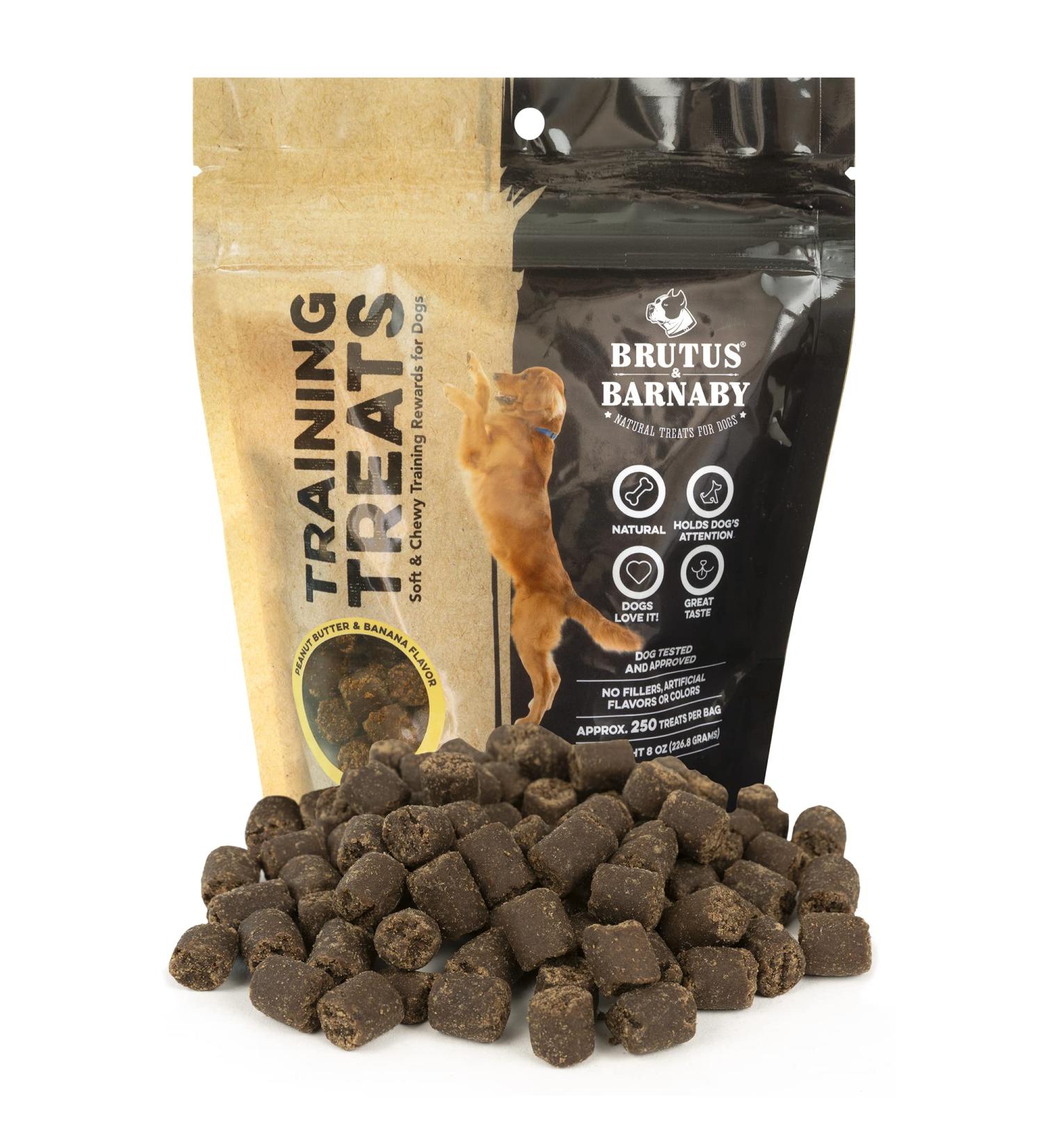 BRUTUS & BARNABY Peanut Butter & Banana Training Treats for Dogs - 8oz Pack - All-Natural Vegan Reward for Puppy Training - Buy Online on GoSupps.com