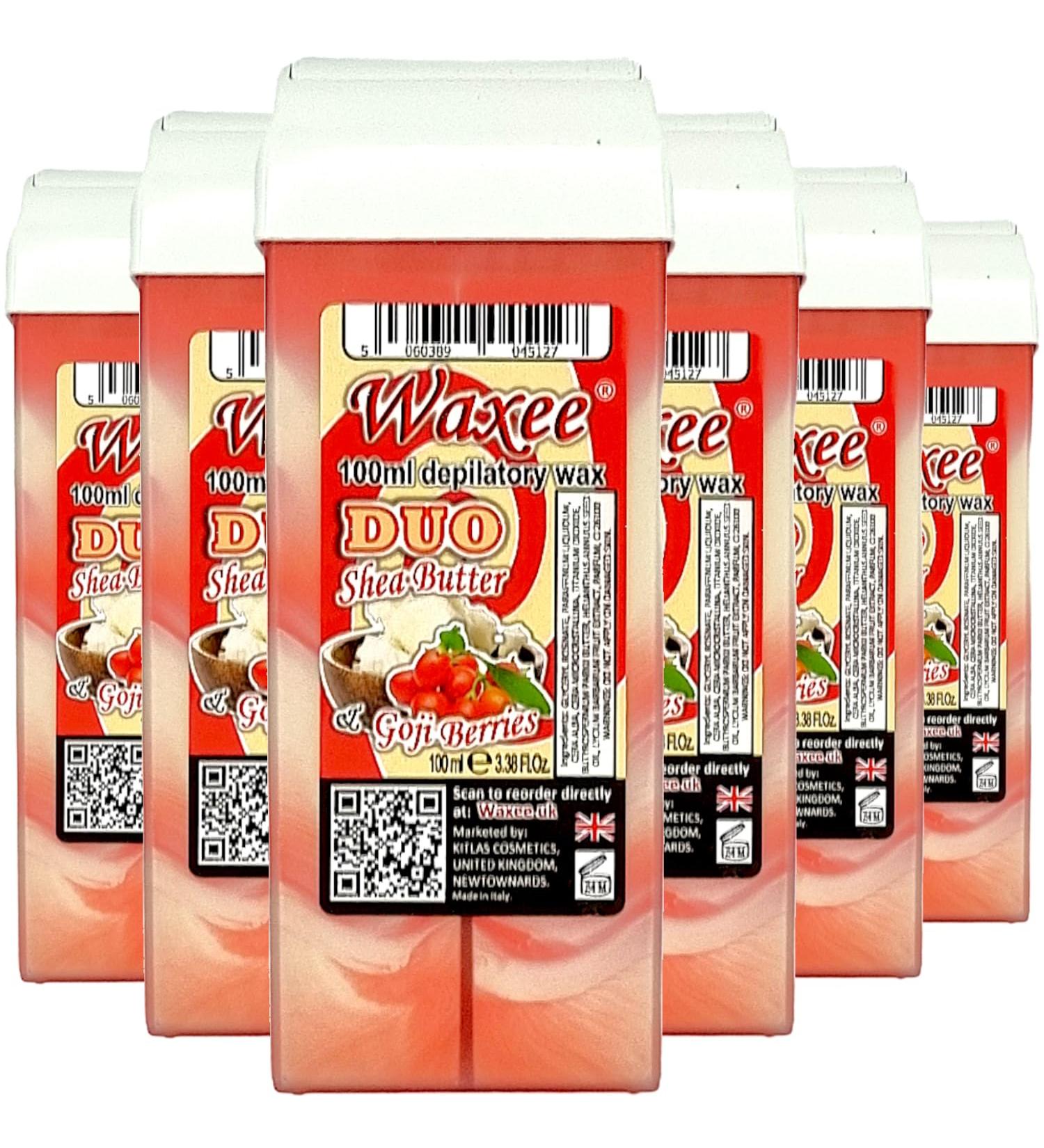 6pc Waxee DUO Roll-On Wax Cartridges 100ml - Shea Butter & Goji Berries - Buy Online on GoSupps.com