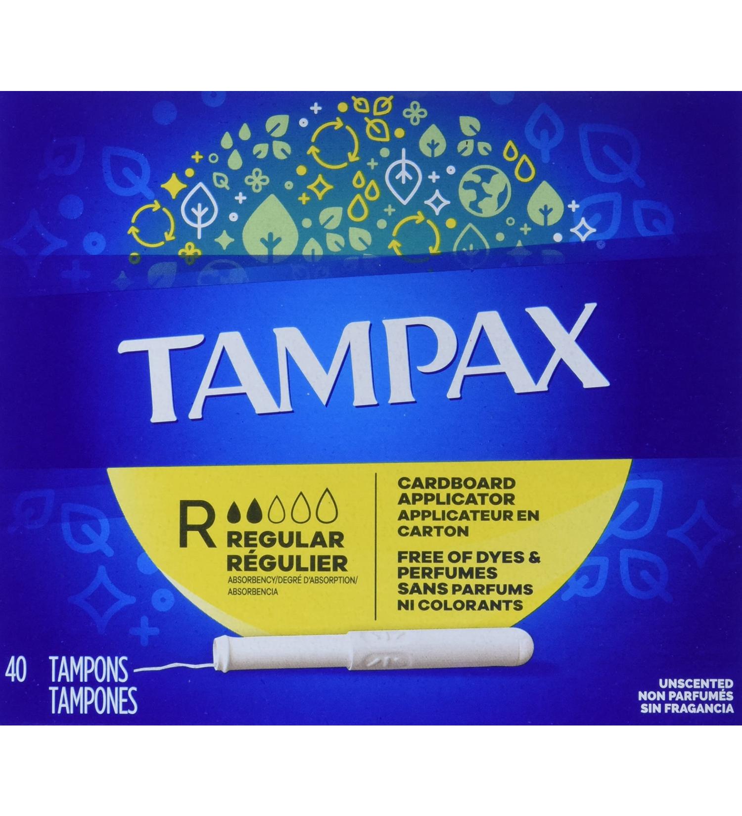 Tampax Cardboard Applicator Tampons - Regular Unscented 40 Count | International Shipping Available - Buy Online on GoSupps.com