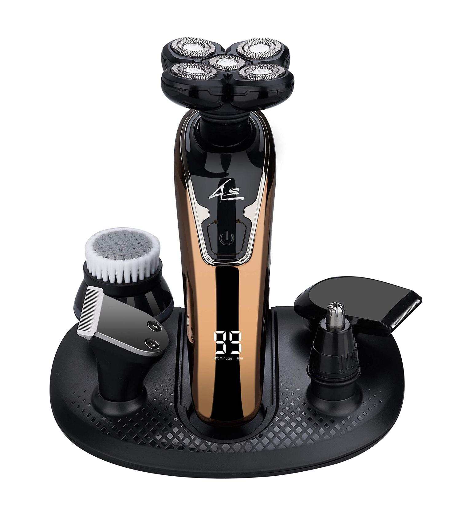 Cordless Rechargeable Electric Razors for Bald Men - 6 in 1 Grooming Kit with Charging Station - Buy Online on GoSupps.com