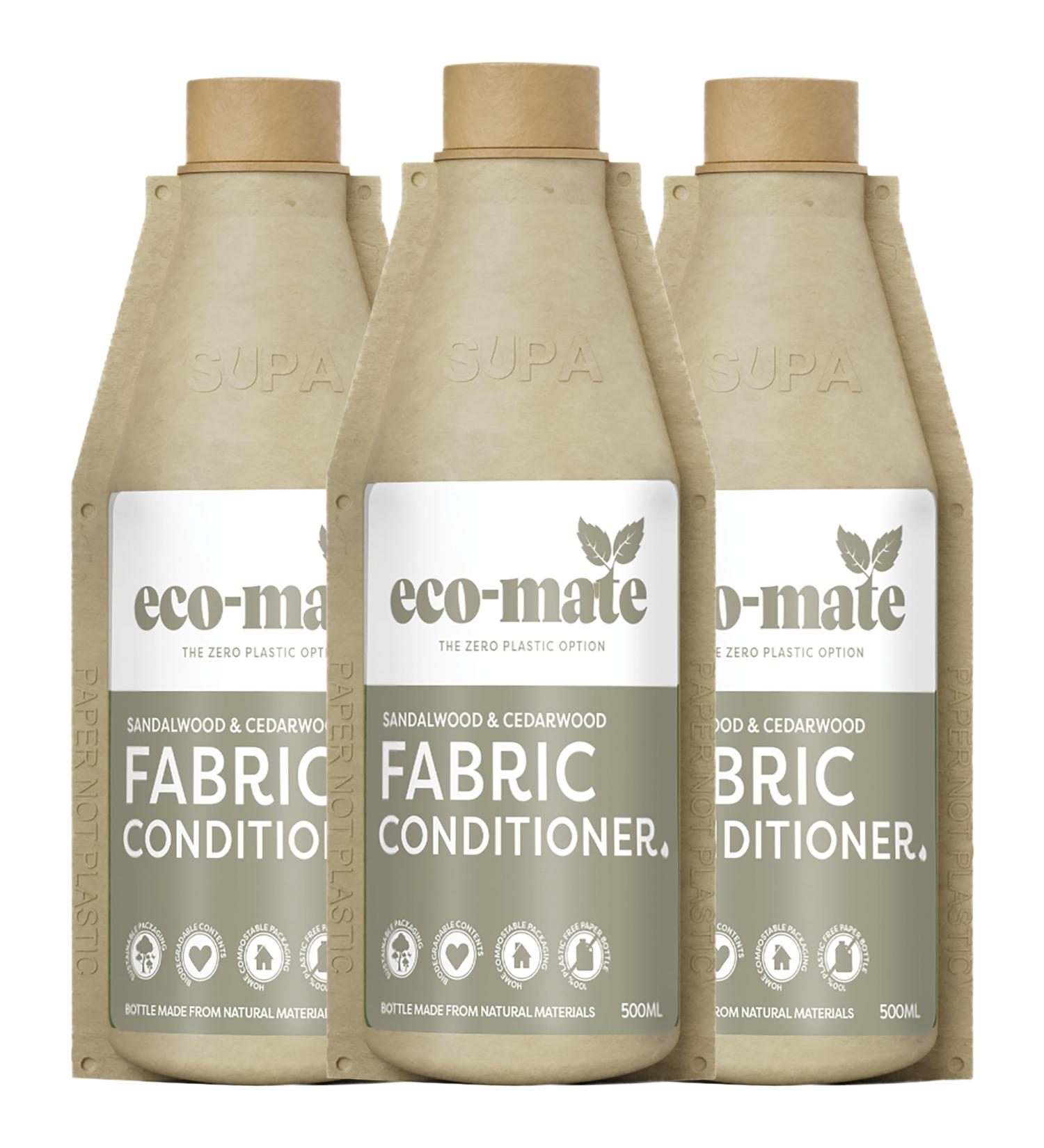Eco-Mate - Sandalwood & Cedarwood Concentrated Fabric Conditioner - 500ml (Pack of 3) - Eco Friendly - 100% Plant-Based Biodegradable Fabric Softener - Natural Ingredients - Refreshing Pure Fragrance - Buy Online on GoSupps.com