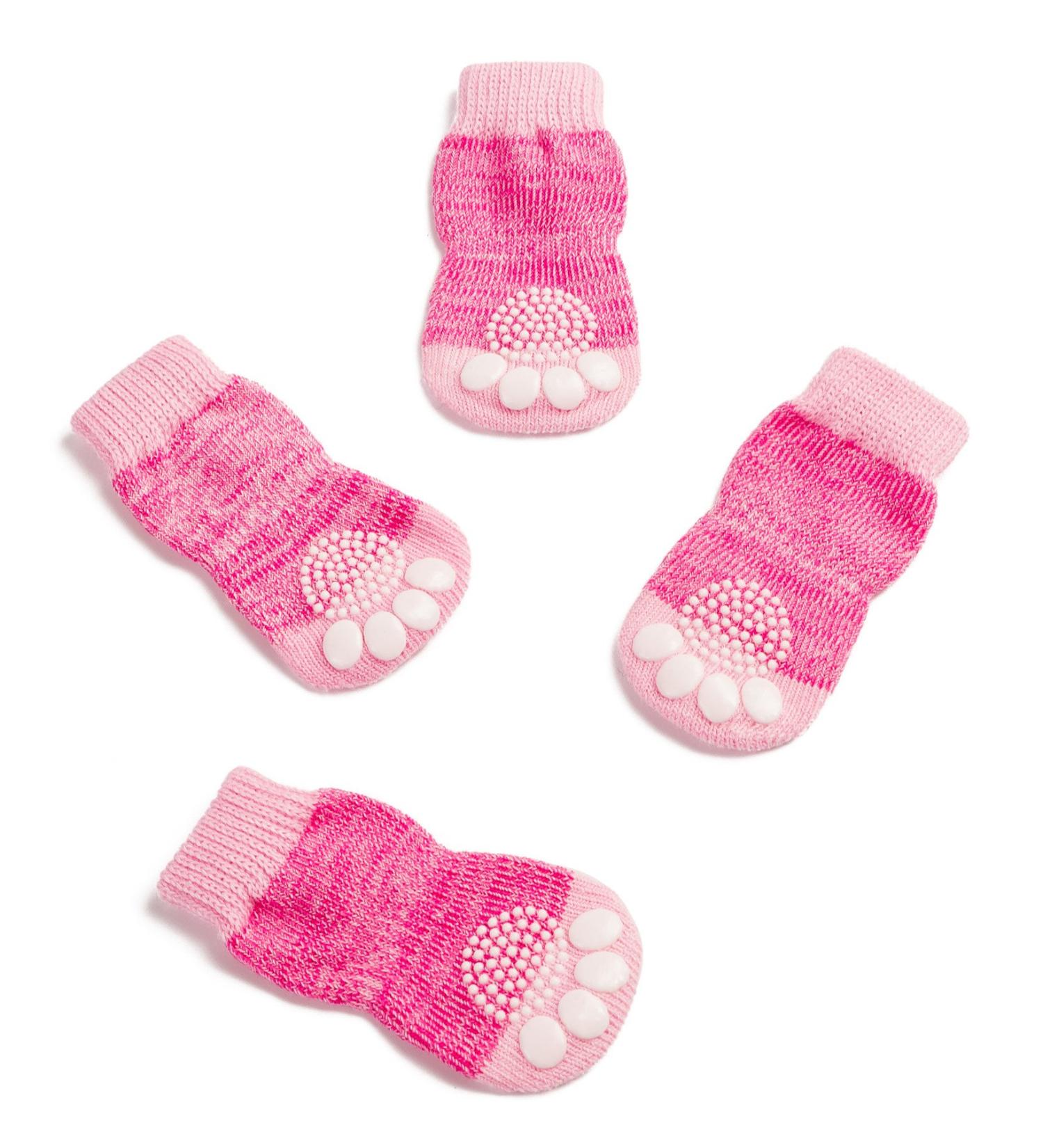 Pet Heroic Indoor Anti-Slip Socks for Dogs & Cats - 8 Sizes S to 5XL - Silicone Gel Paw Protection & Traction - Pink - Buy Online on GoSupps.com