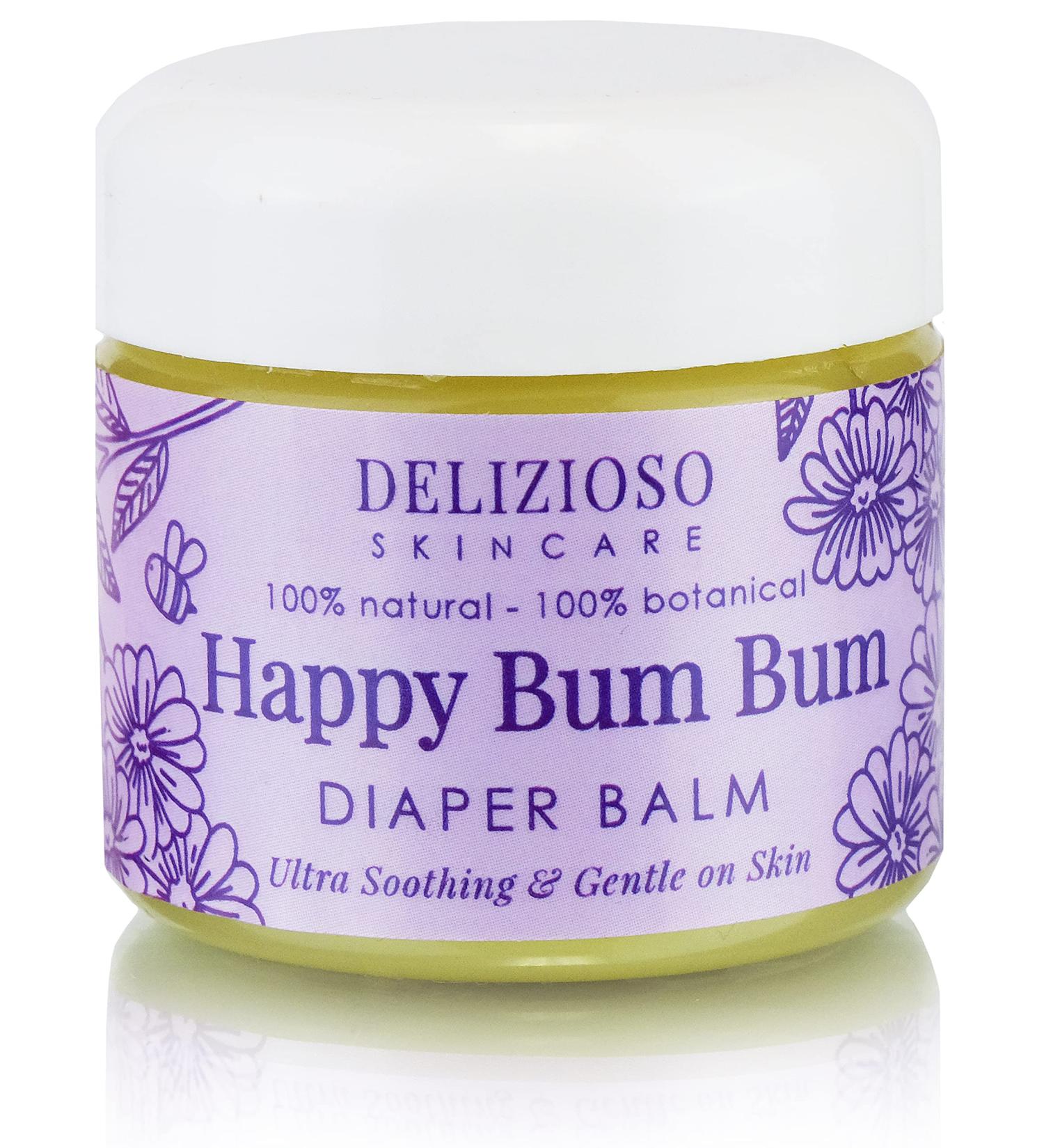 Delizioso Skincare Happy Bum Bum Diaper Baby Balm - 100% Natural Calendula, Chamomile, Lavender Infused Moisturizer for Eczema & Dry Skin - Cruelty-Free Salve - 2 oz - Buy Online on GoSupps.com