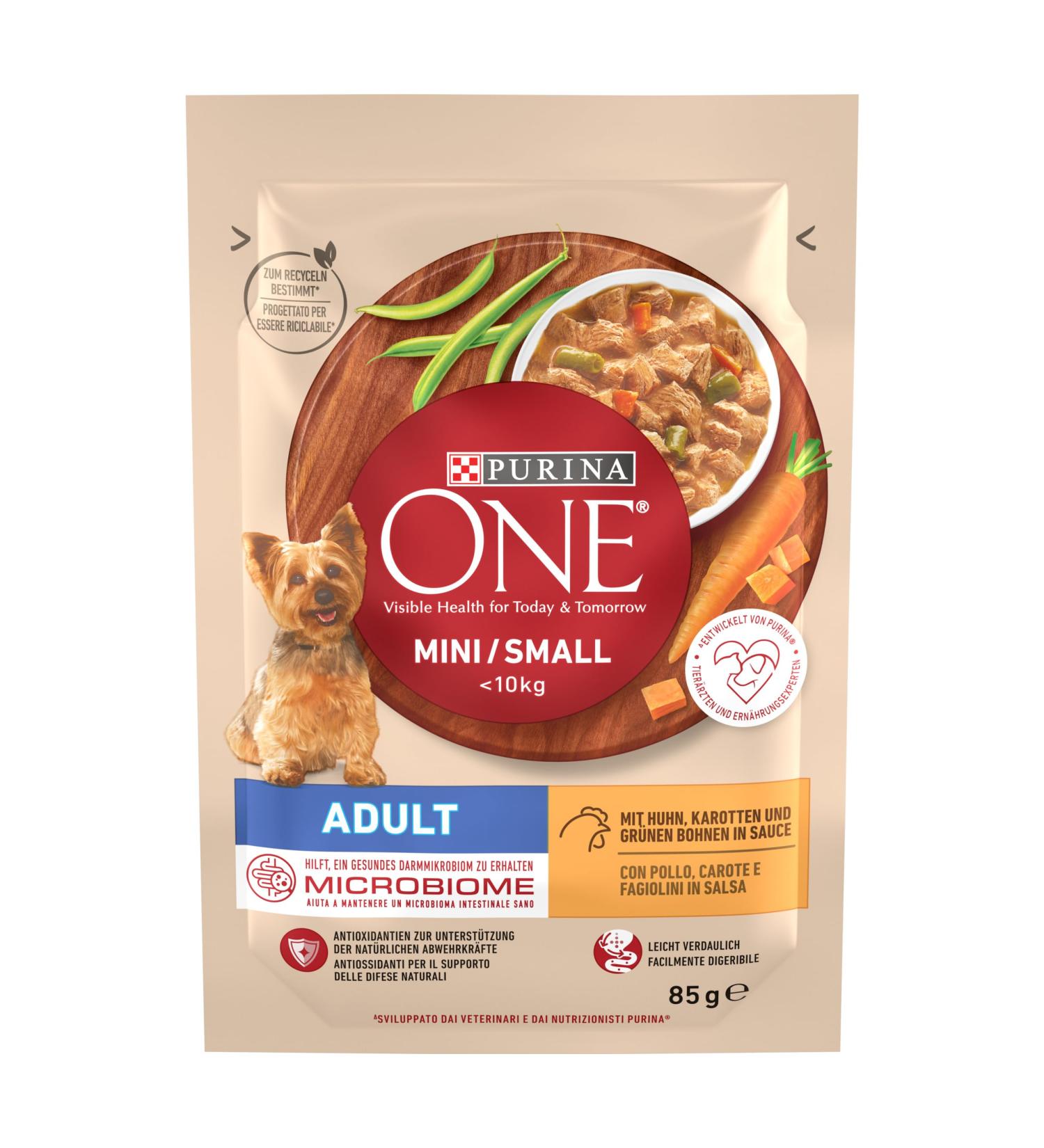 PURINA ONE Mini/S Wet Dog Food for Small Breeds Rich in Chicken and Vegetables 26 x 85 g 26 Cans - Buy Online on GoSupps.com