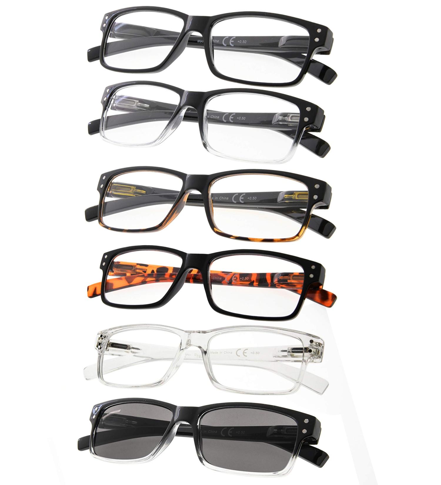 6-Pack Reading Glasses with Spring Hinges and Sunshine Readers Mix - 1.25x - Buy Online on GoSupps.com