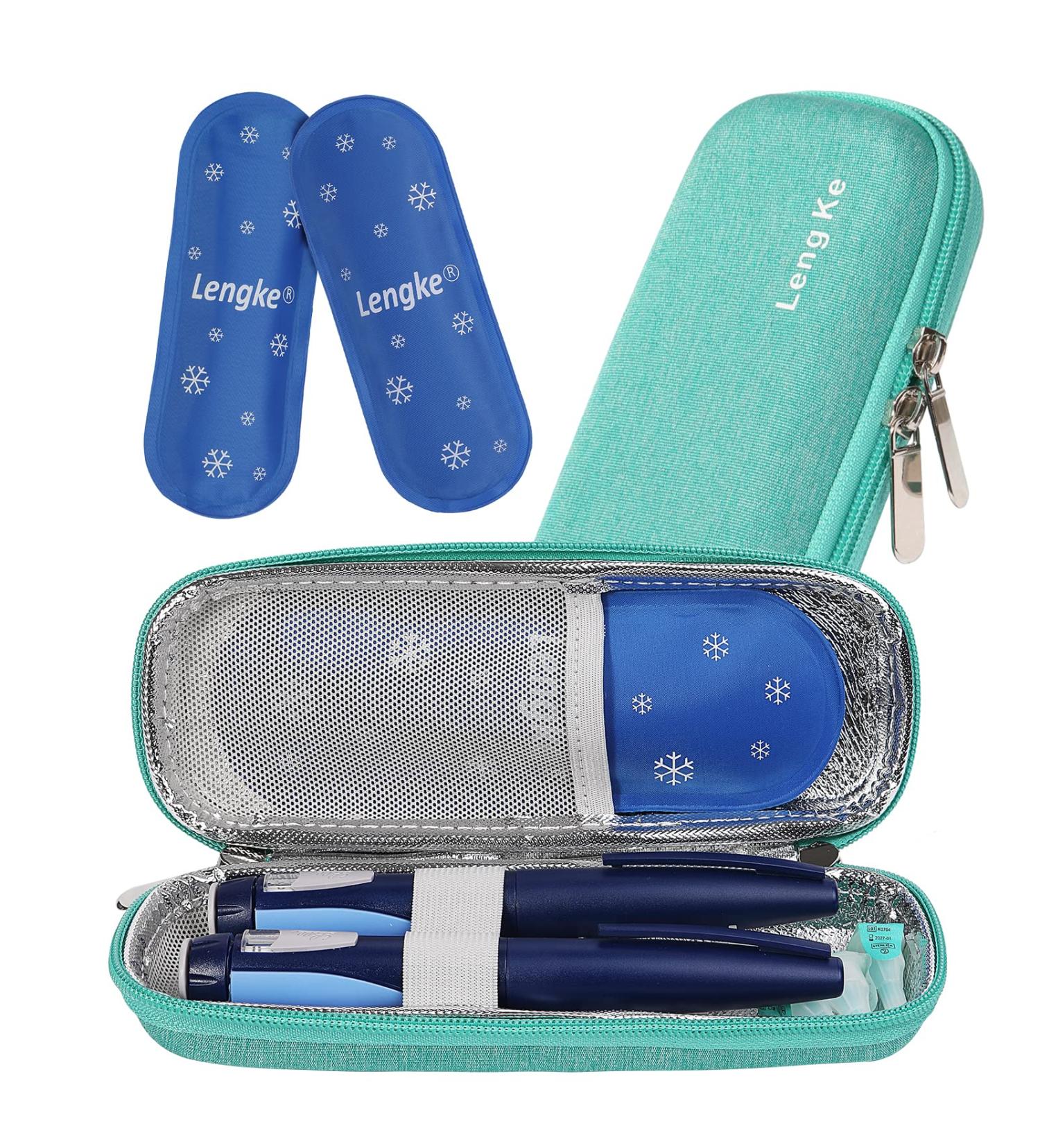 Insulin Cooler Travel Case | Diabetic Pen Carrying Bag with 2 Ice Packs - Green - Buy Online on GoSupps.com