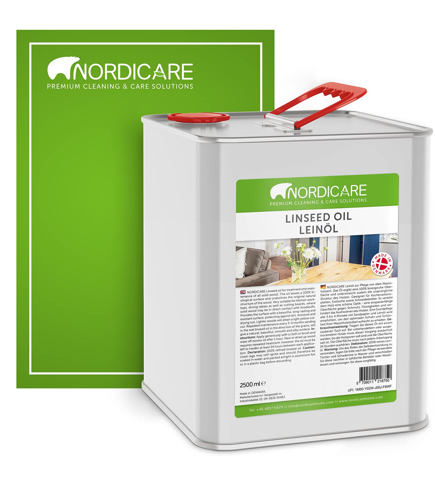 Nordicare 100% Pure Linseed Oil for Wood - Food-Safe & Natural - 84.5oz - Made in Denmark - Buy Online on GoSupps.com