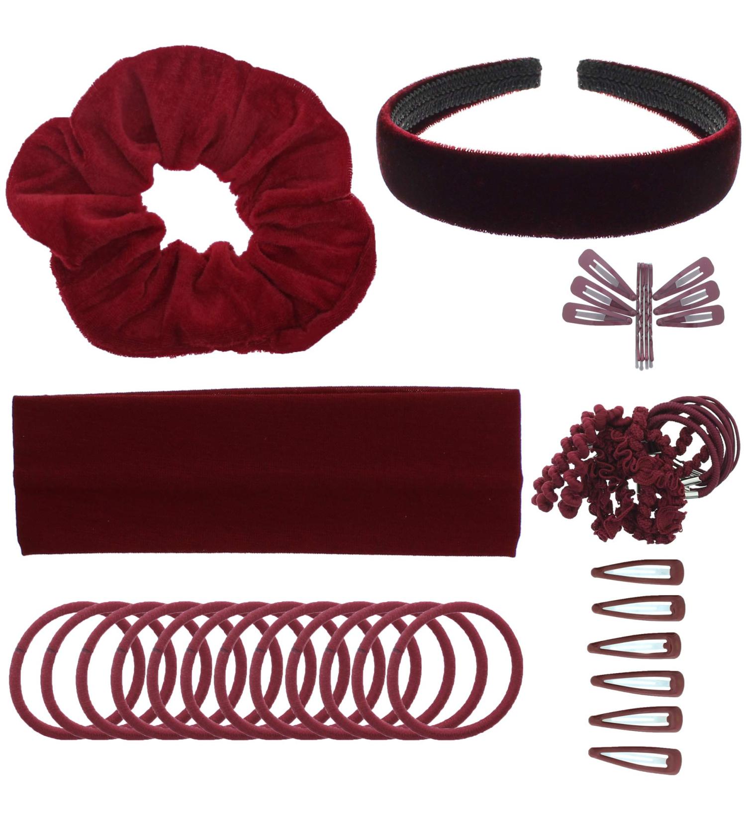 43 Piece Back to School Hair Accessories Set for Girls - Colour Options Available Burgundy - Buy Online on GoSupps.com
