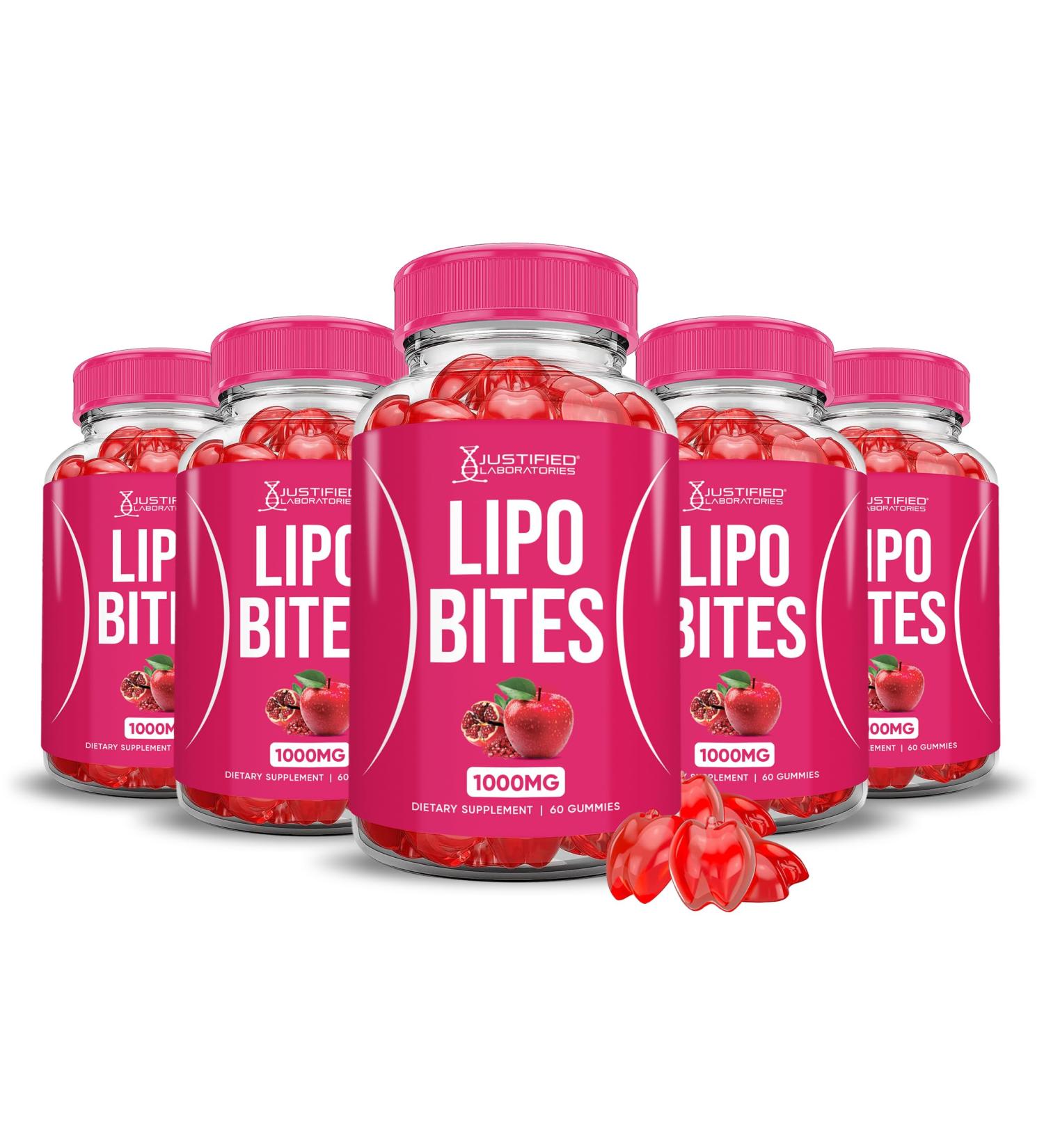 (5 Pack) Lipo Bites ACV Gummies Advanced Formula 1000MG Apple Cider Vinegar Chewies Formulated with Pomegranate Beet Juice Powder B12 Vegan Non GMO 300 Gummys - Buy Online on GoSupps.com
