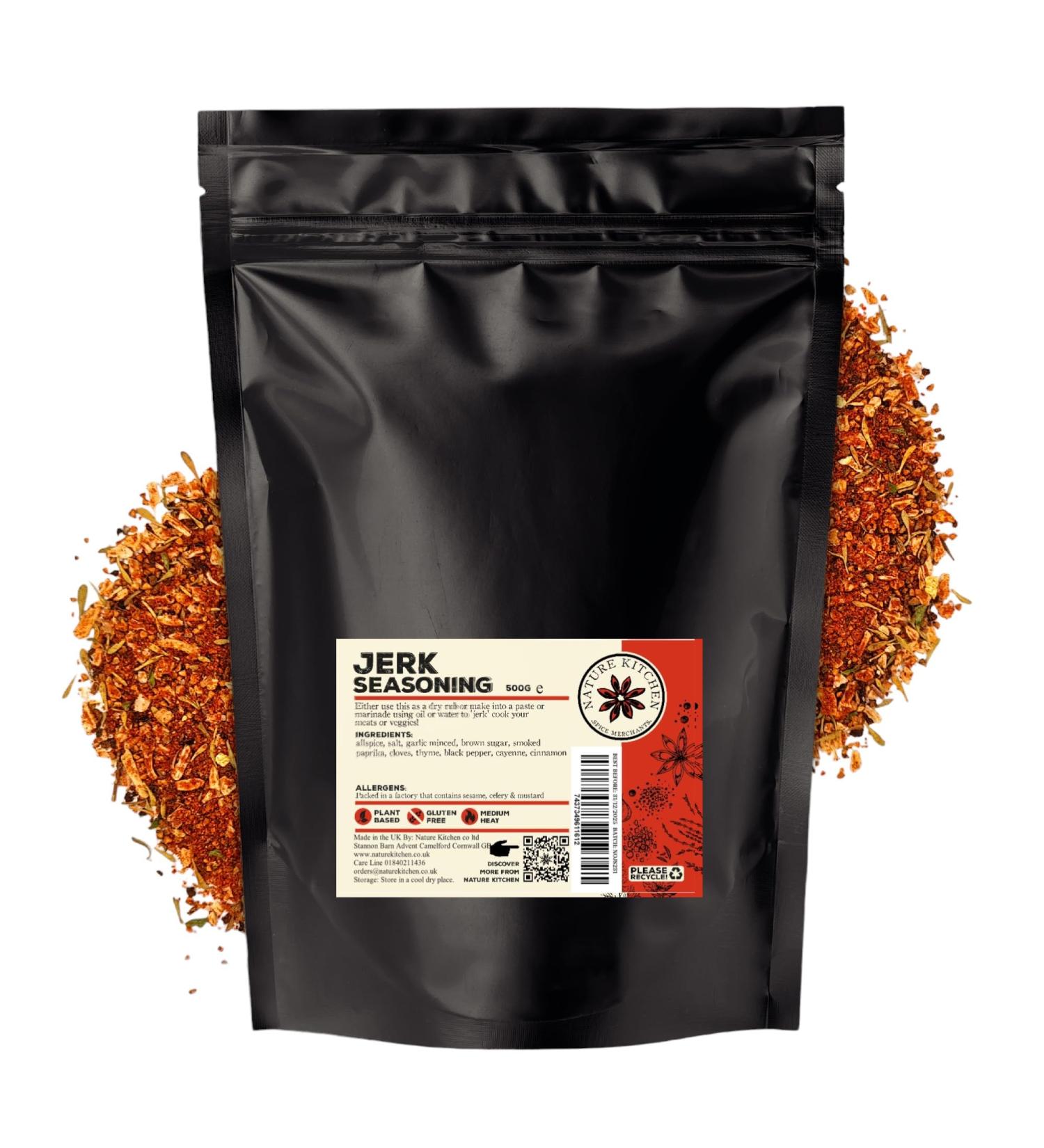 Nature Kitchen Jerk Seasoning (Hot) 500GSeasoning Spices And Herbs. Gluten-Free and Vegan Everyday Cooking Blends For Marinades Sauces Frying Baking Or Grilling - Buy Online on GoSupps.com