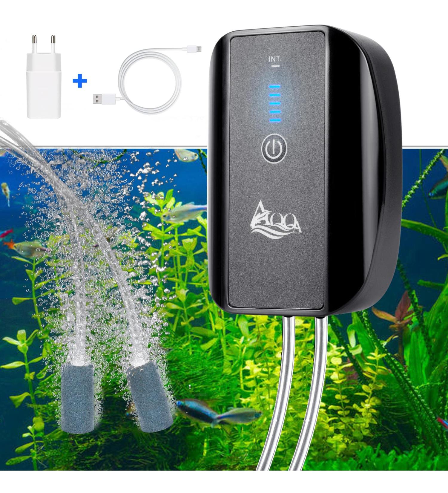AQQA 5W Quiet Aquarium Air Pump - Multifunctional Oxygen Pump for Fishkeeping & Aquatic Life - Ideal for Outdoor & Indoor Use - Buy Online on GoSupps.com
