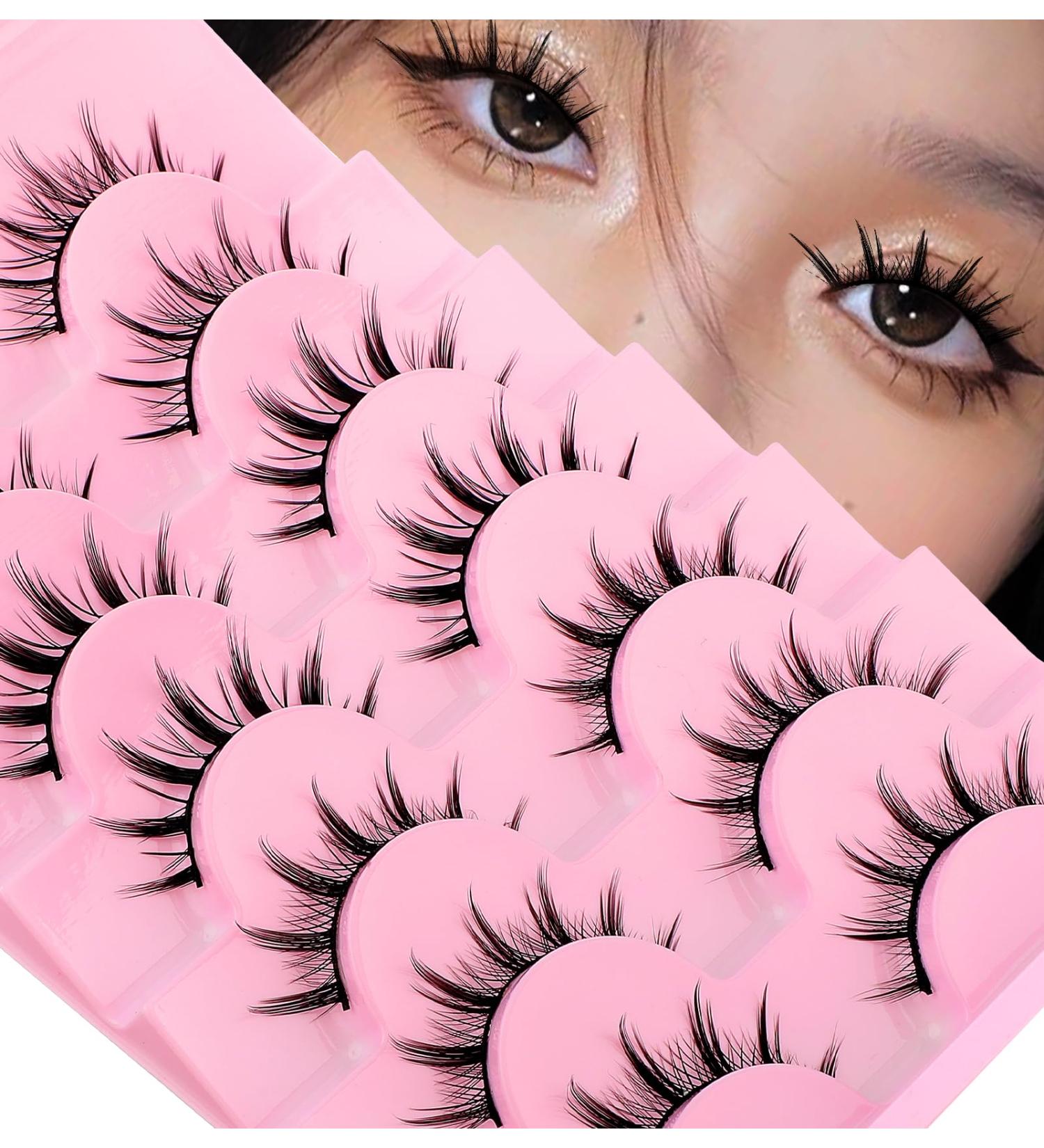 Manhua Lashes: 7 Pairs Anime & Cosplay Eyelashes - Wet Look Wispy Manga Lashes for Japanese Comic Style - Buy Online on GoSupps.com